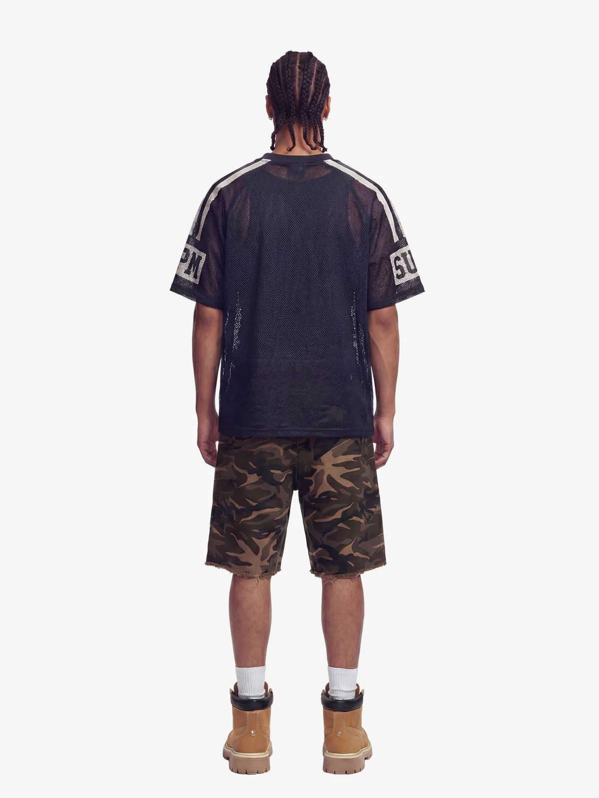 Star Design Number 8 Cropped Sleeve Stripes Jersey T-Shirt - Image 5
