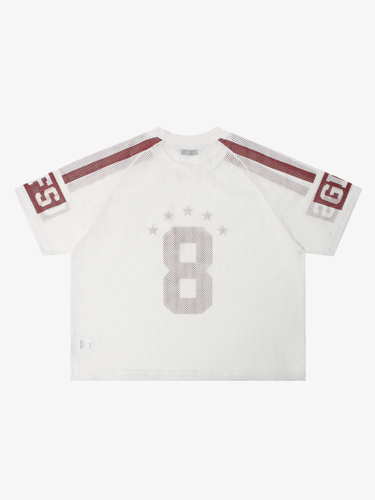 Star Design Number 8 Cropped Sleeve Stripes Jersey T-Shirt - Image 8