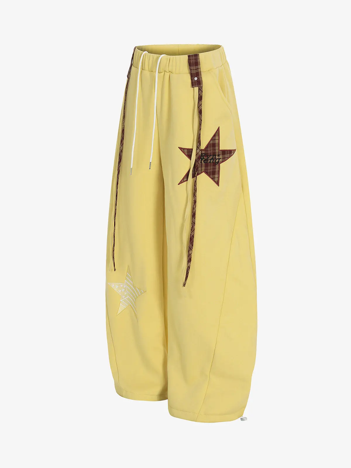 Star Patch Wide Leg Drawstring Sweatpants - Image 3