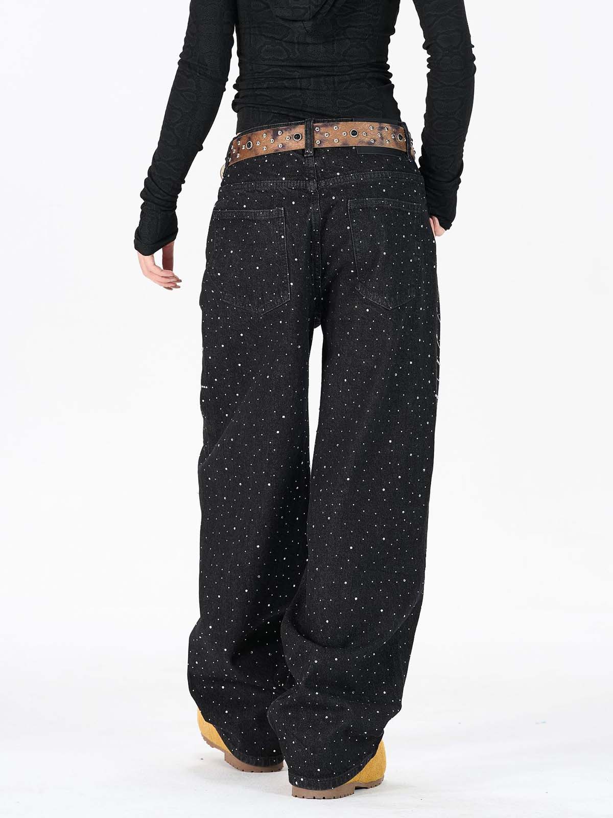 Star Rhinestone Embellished Baggy Jeans - Image 4