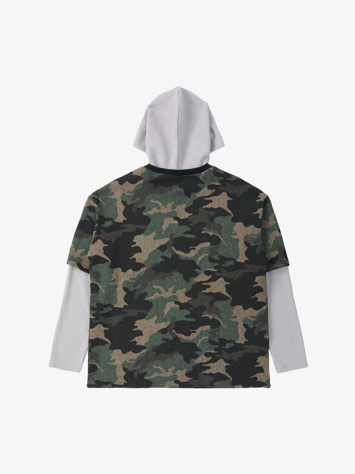Street Camouflage Patchwork Faux Two-Piece Hooded Top - Image 7