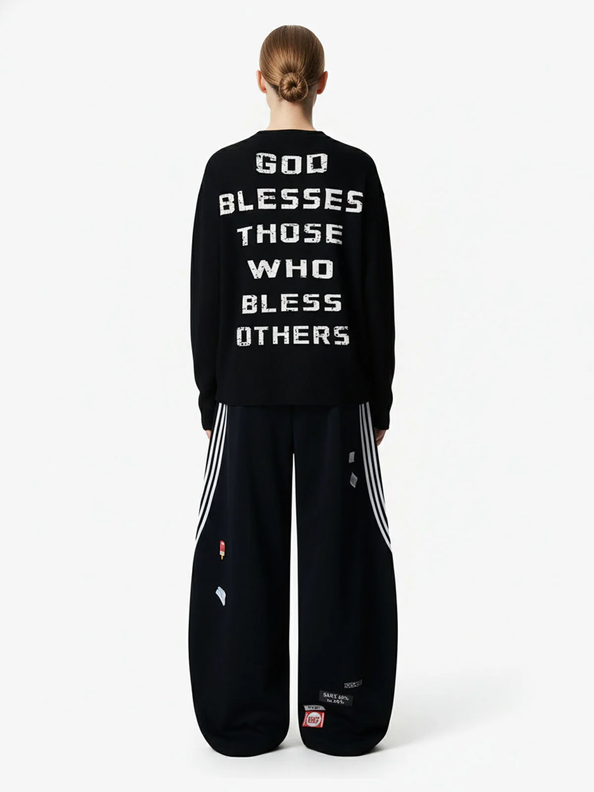 Street Cross Lettering Print Long-Sleeved T-Shirt - Image 11