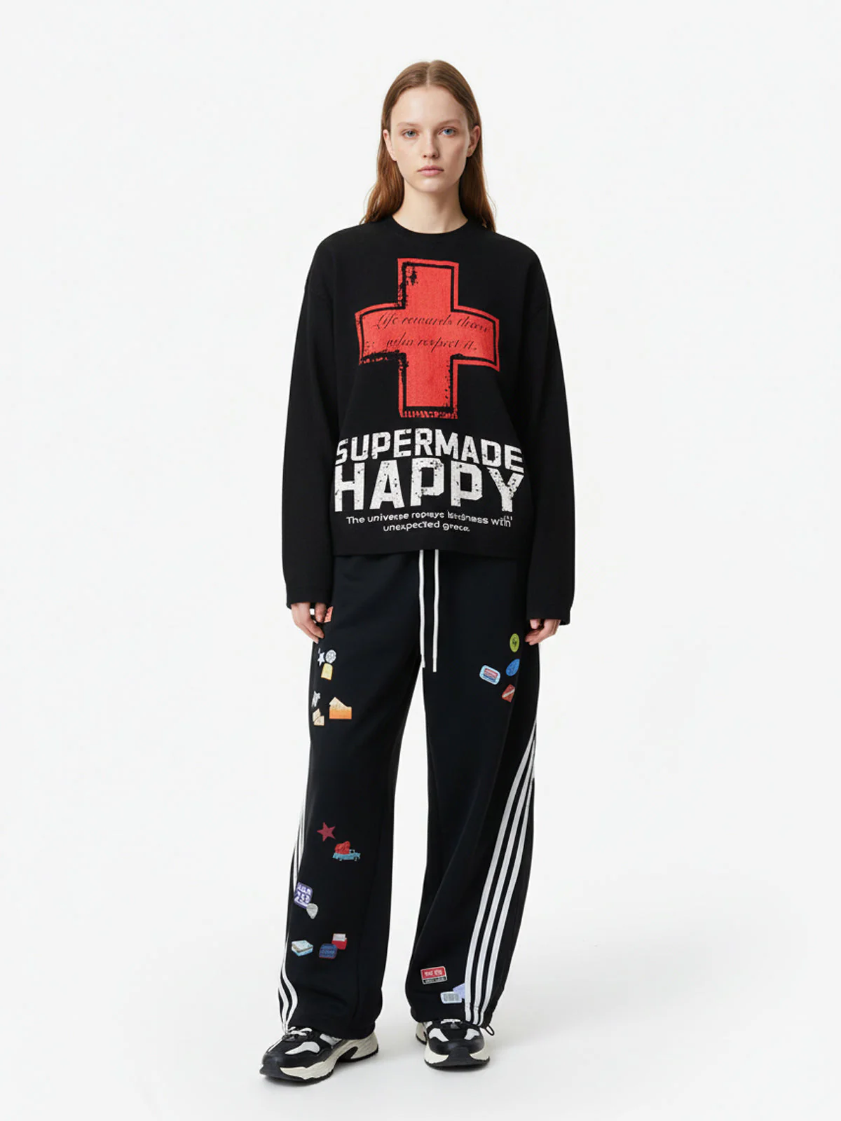 Street Cross Lettering Print Long-Sleeved T-Shirt - Image 8