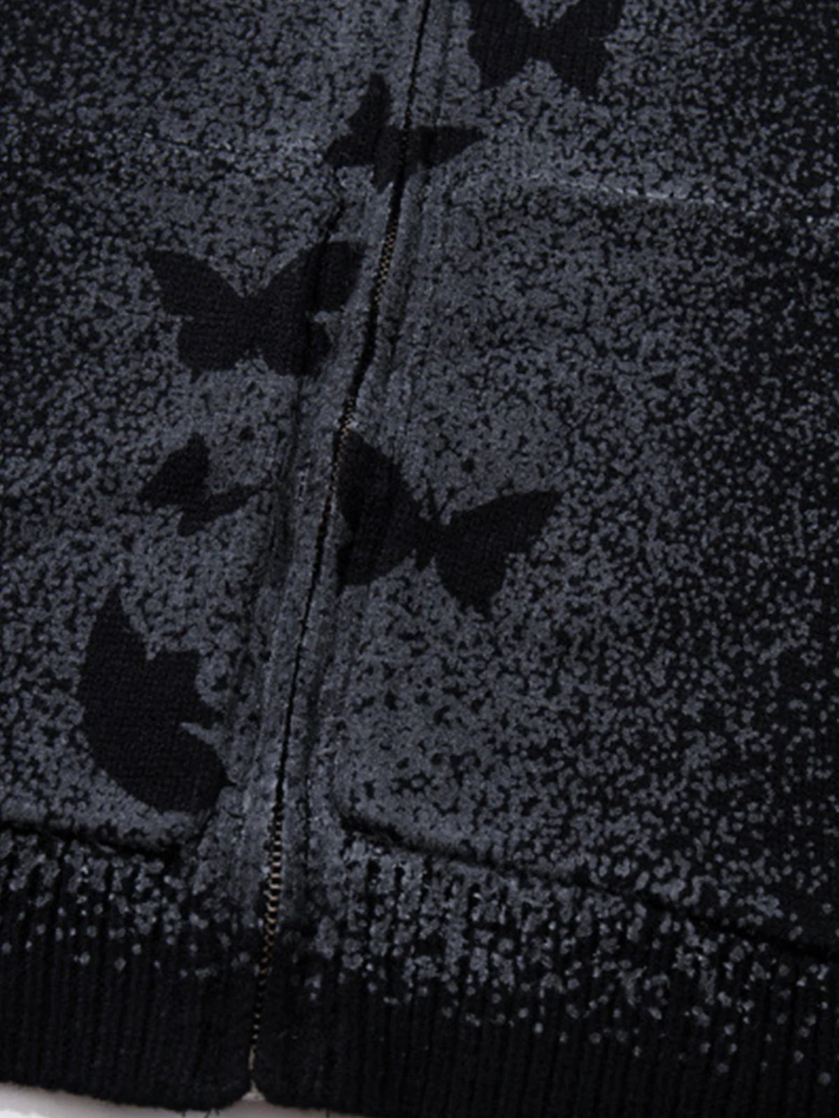 Street Dark Phantom Butterfly Stand-Collar Knit Cardigan Sweater - Image 16