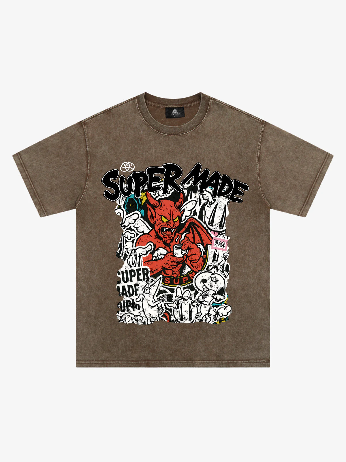 Street Devil Collage Pattern T-shirt - Image 3