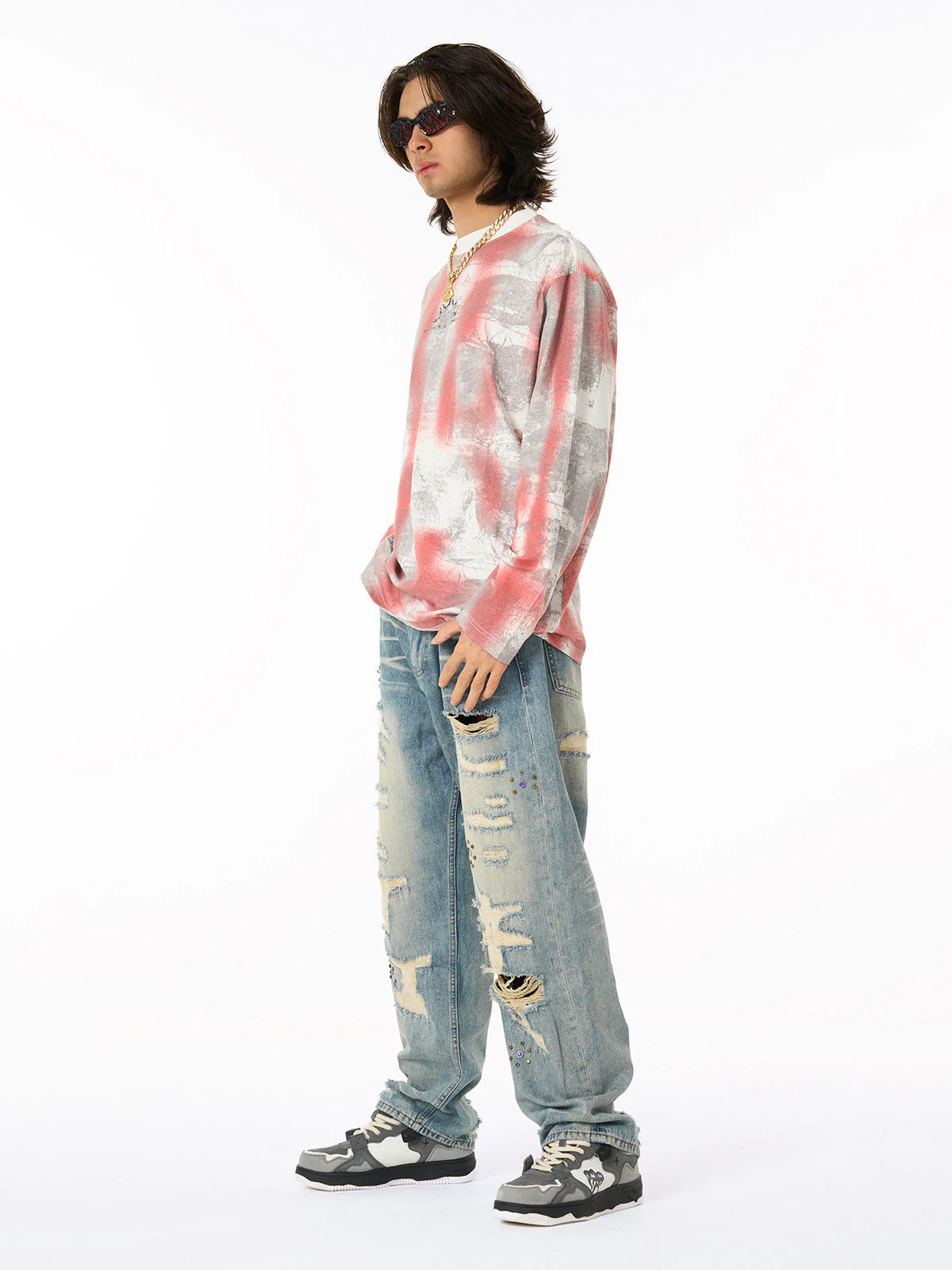 Street Dirty Bye Gradient Design Long-Sleeved T-Shirt - Image 6