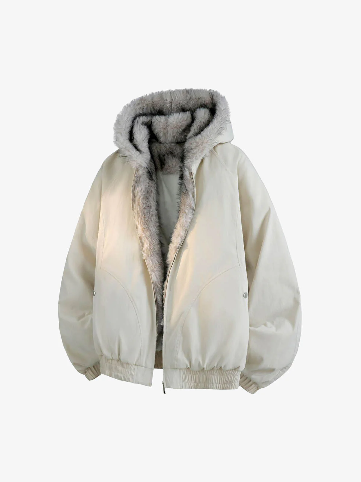 Street Faux Fur Collar Hooded Windproof Padded Jacket - Image 3