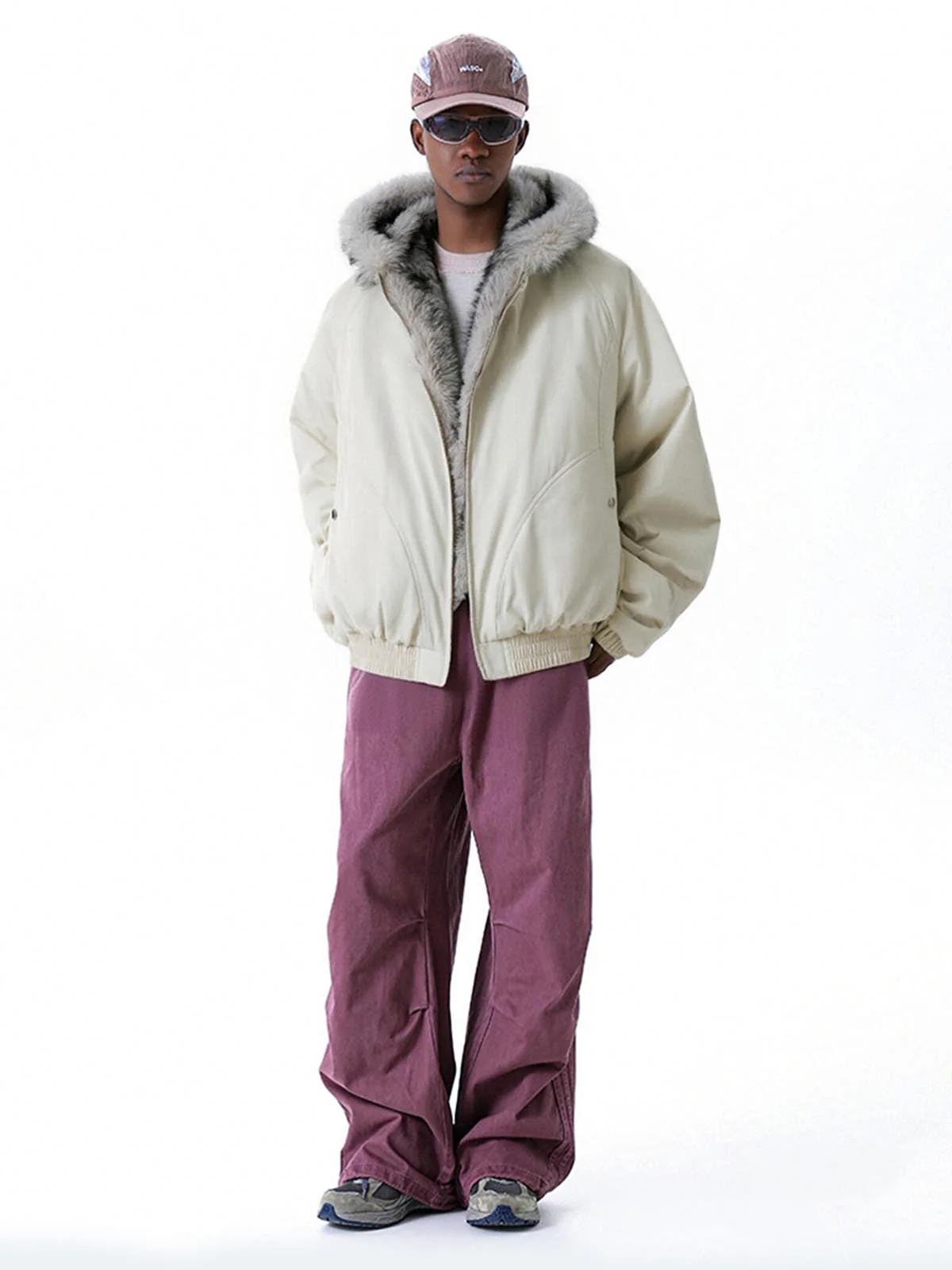 Street Faux Fur Collar Hooded Windproof Padded Jacket - Image 9