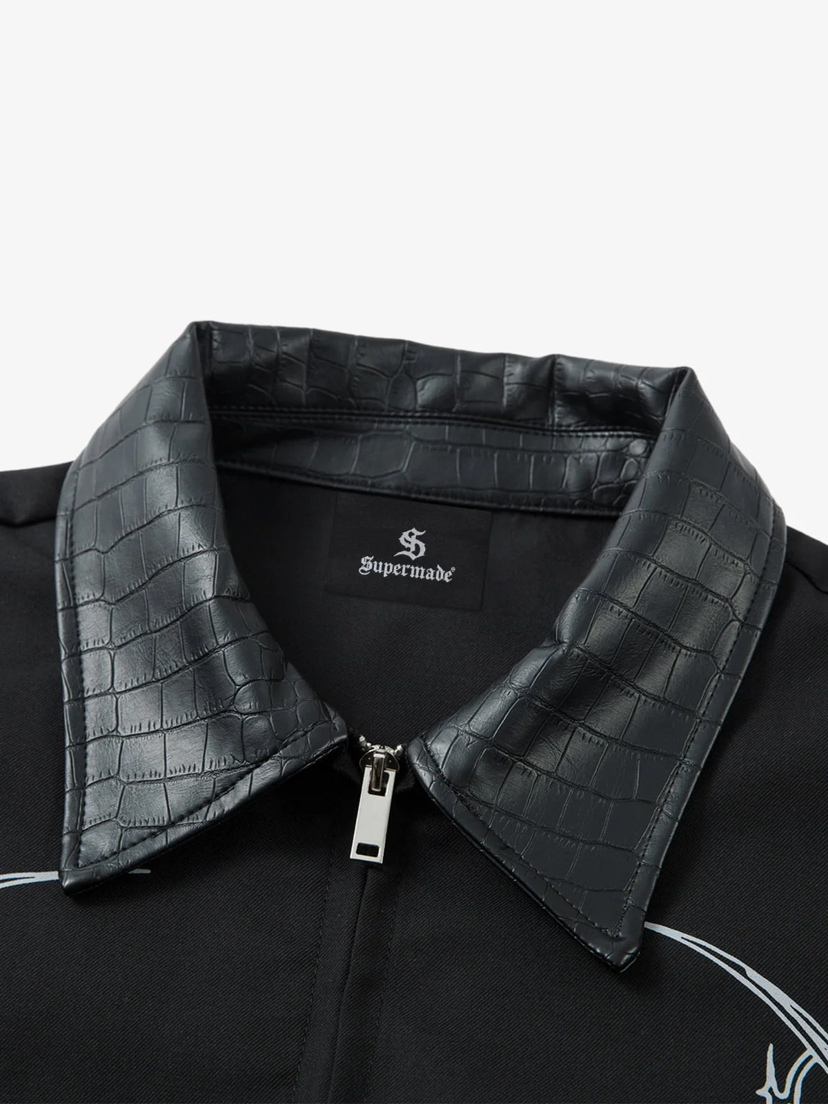 Street Gothic PU Leather Collar With Thorn Print Jacket - Image 5