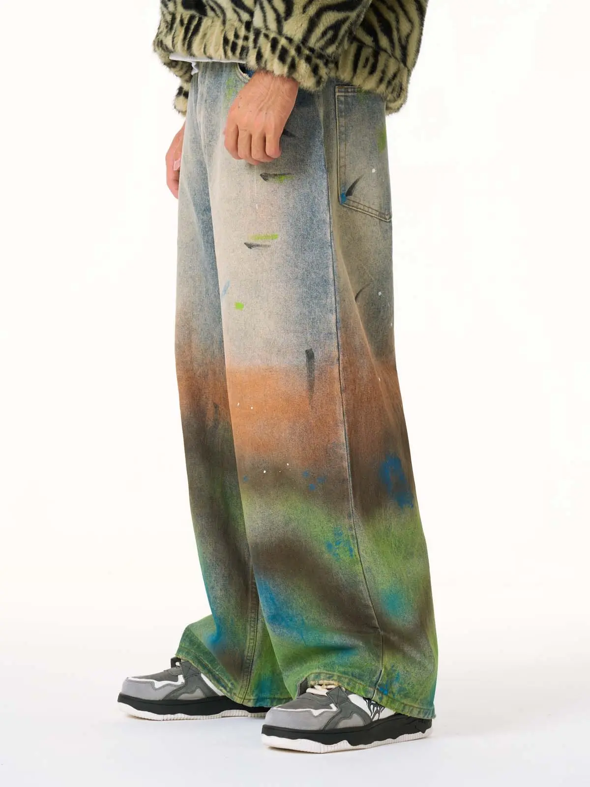 Street Gradient Ink-Splattered Straight-Leg Jeans - Image 2