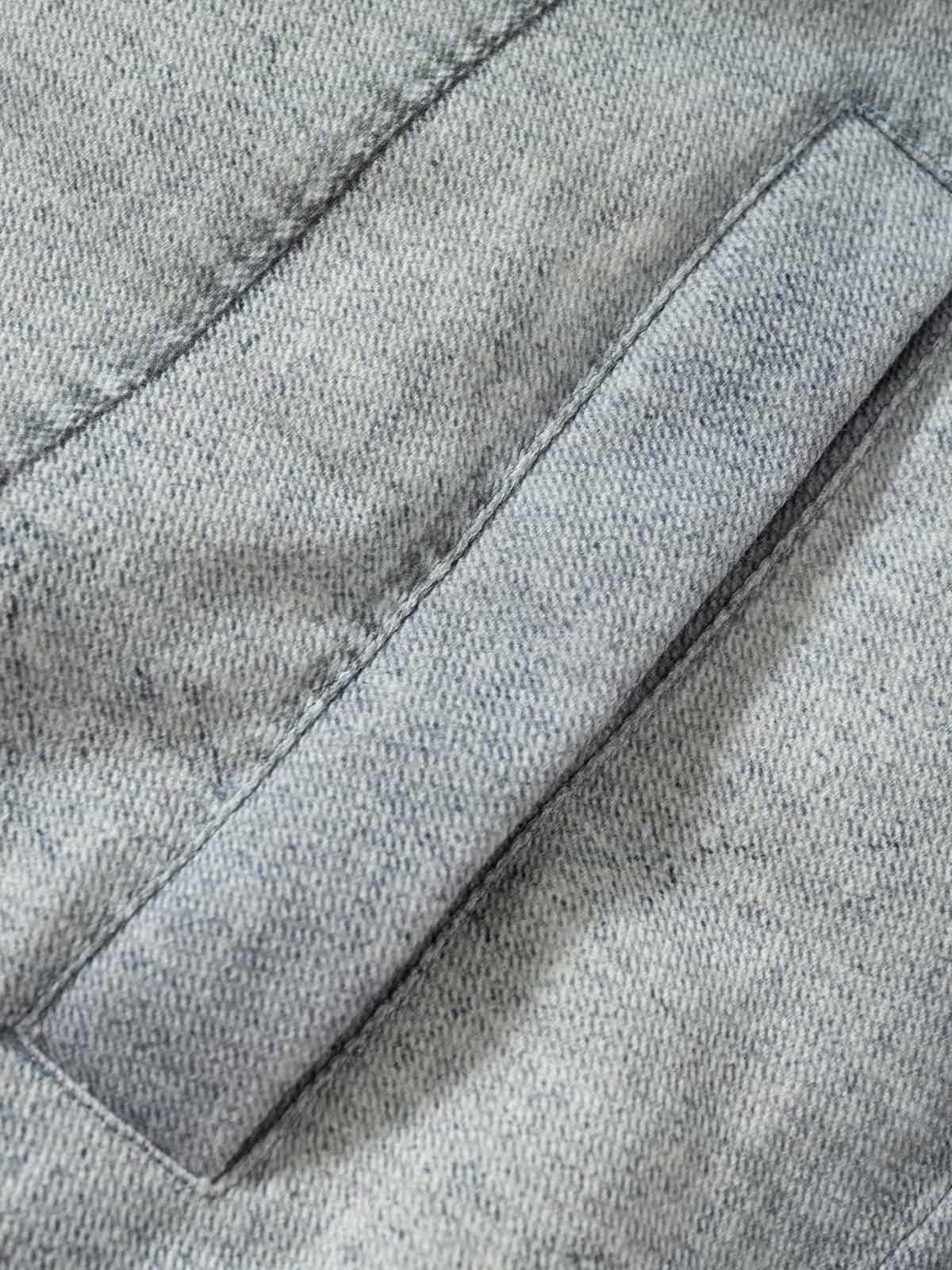 Street Illusion Denim Print Stand Collar Padded Cotton Jacket - Image 16