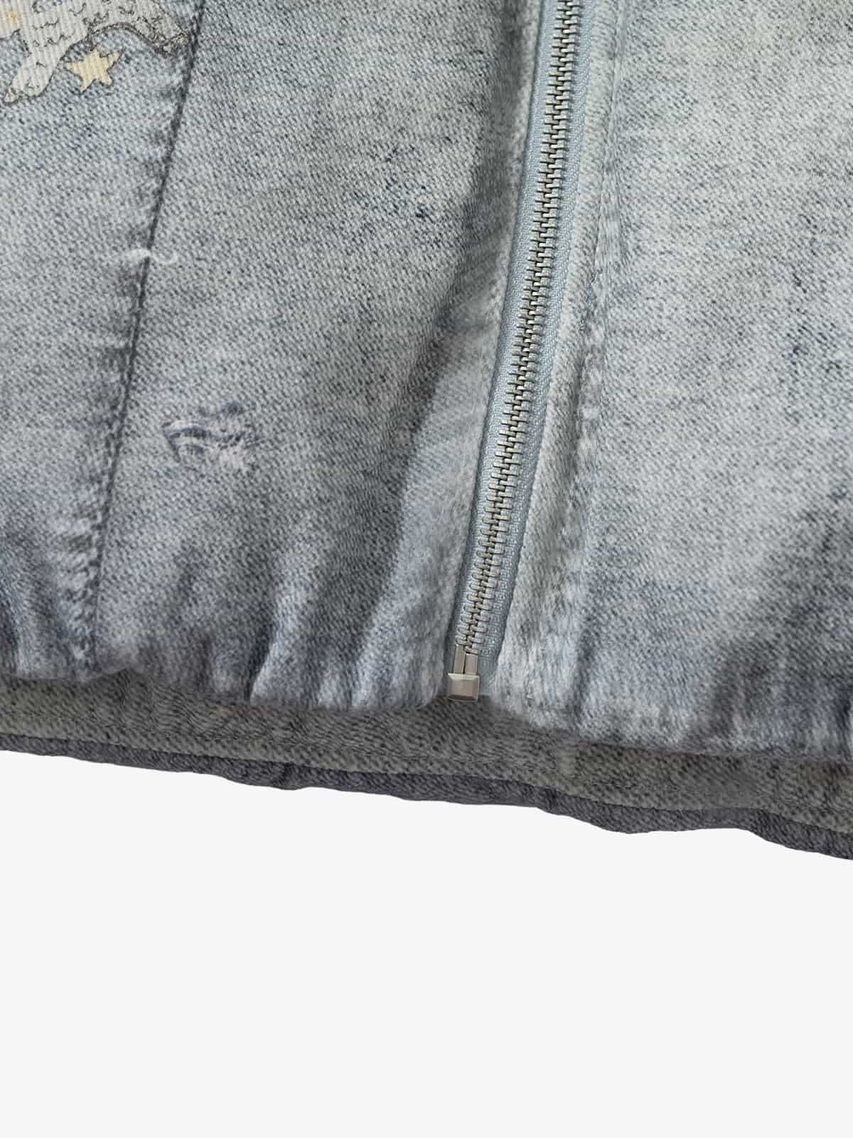 Street Illusion Denim Print Stand Collar Padded Cotton Jacket - Image 18