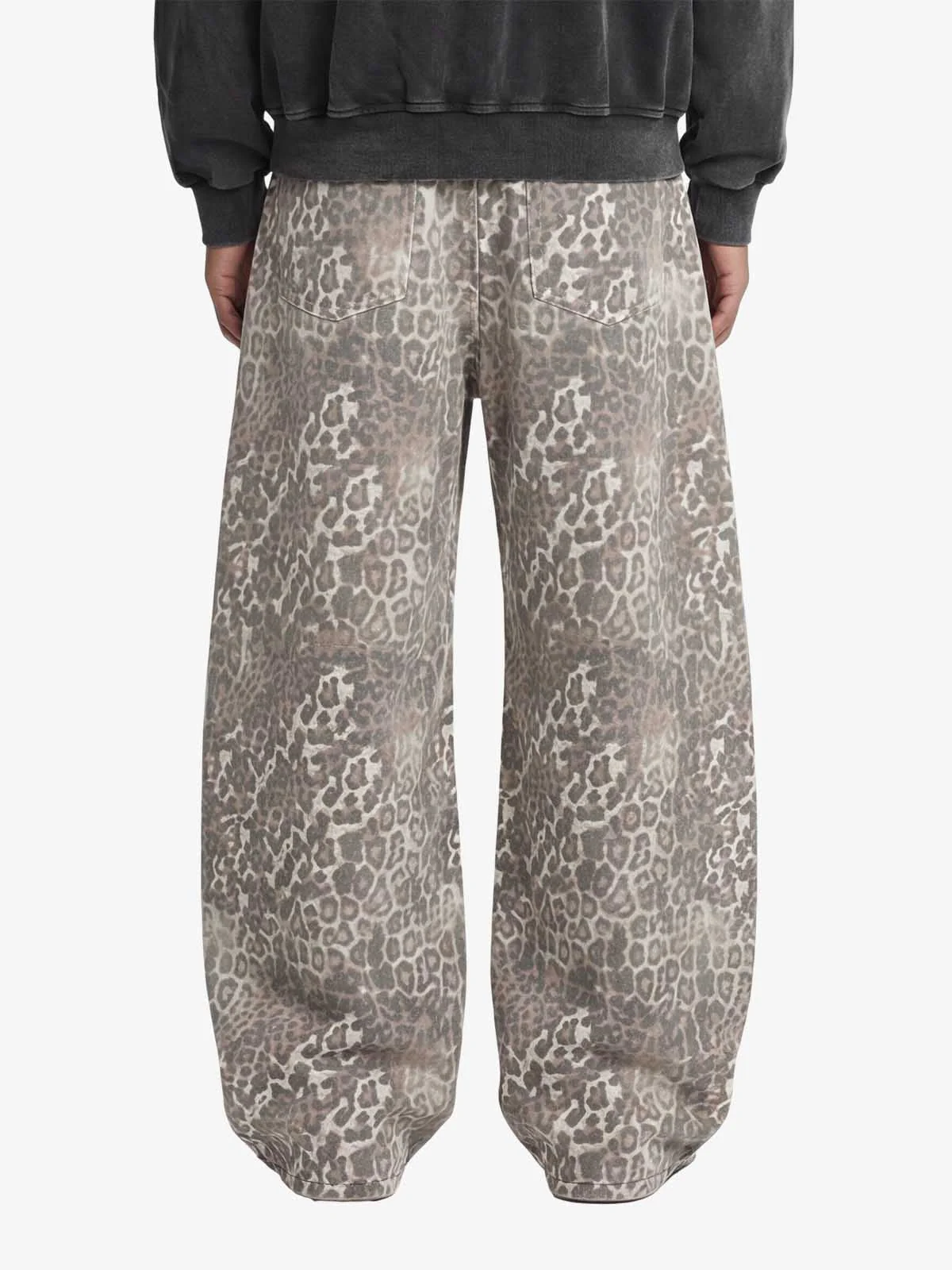 Street Leopard Camouflage Pleated Barrel Jeans - Image 3