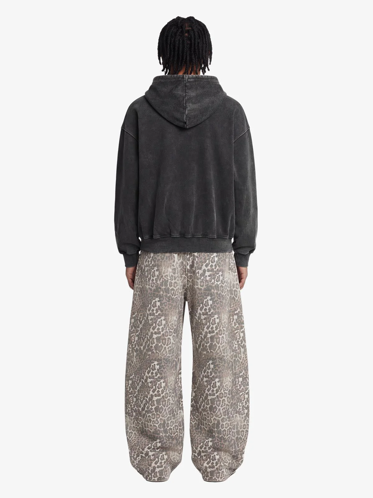 Street Leopard Camouflage Pleated Barrel Jeans - Image 5