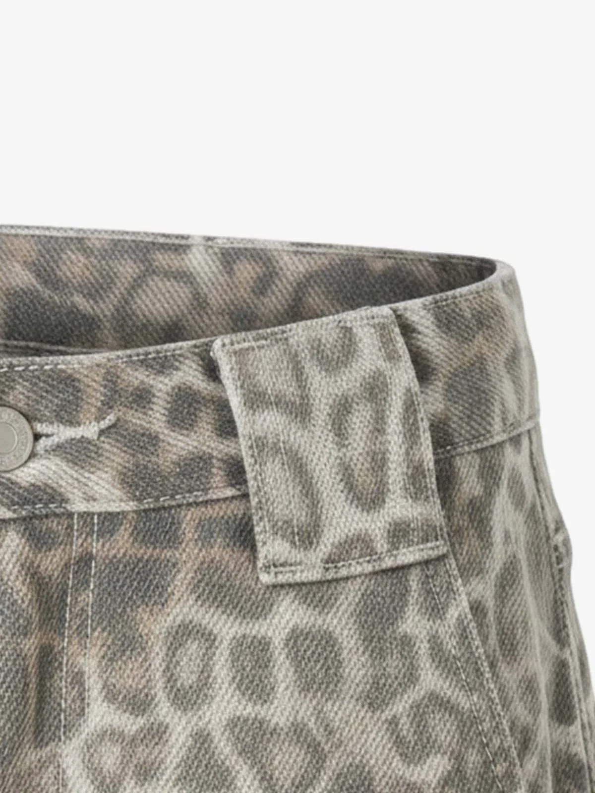 Street Leopard Camouflage Pleated Barrel Jeans - Image 7