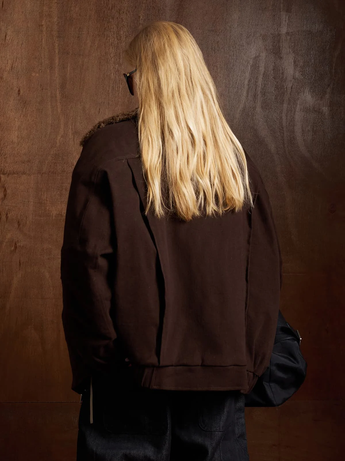 Street Punk Oblique Zipper Lambswool Collar Quilted Jacket - Image 7