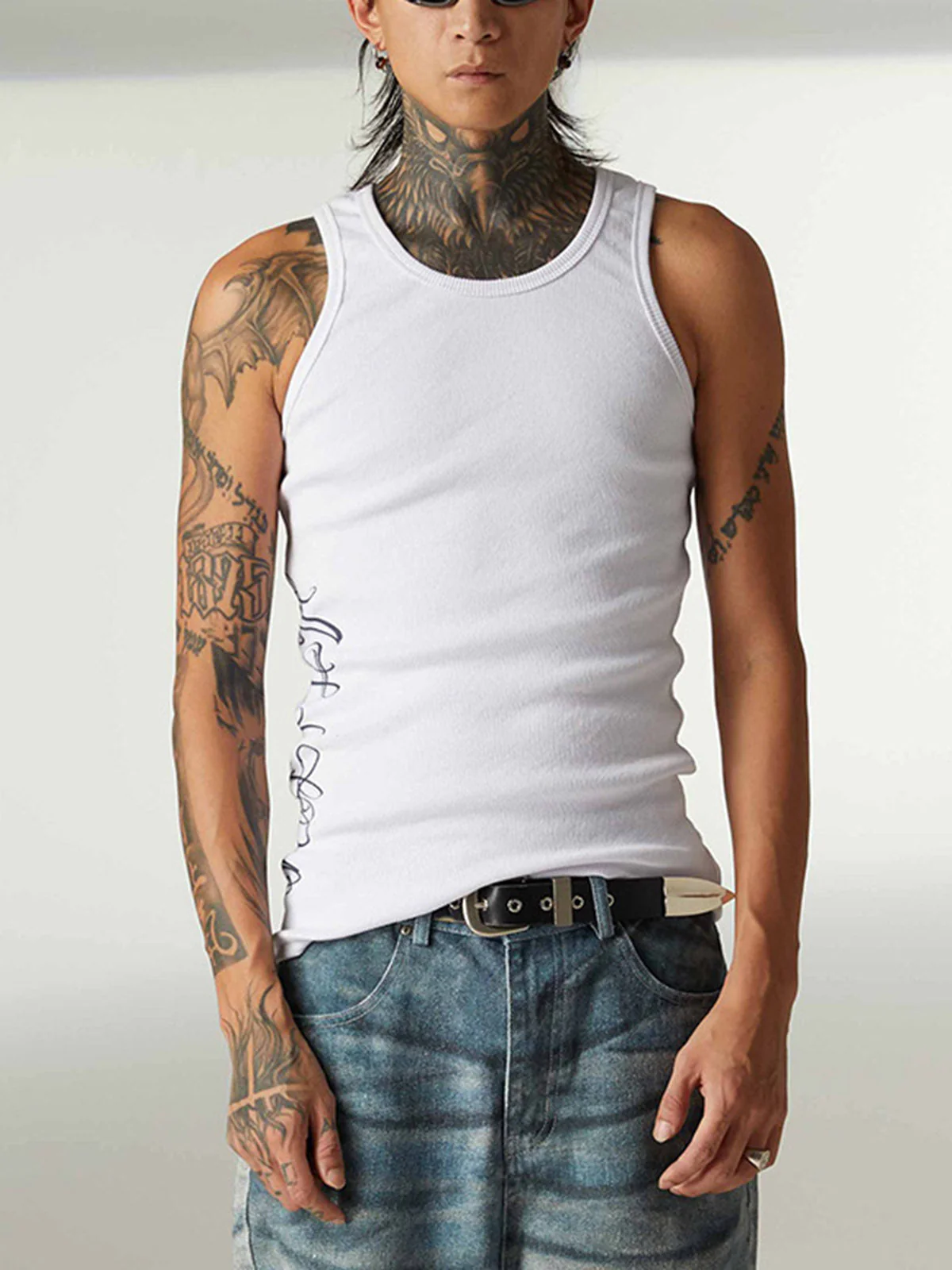 Street Ribbed Slim Fit Printed Vest - Image 11