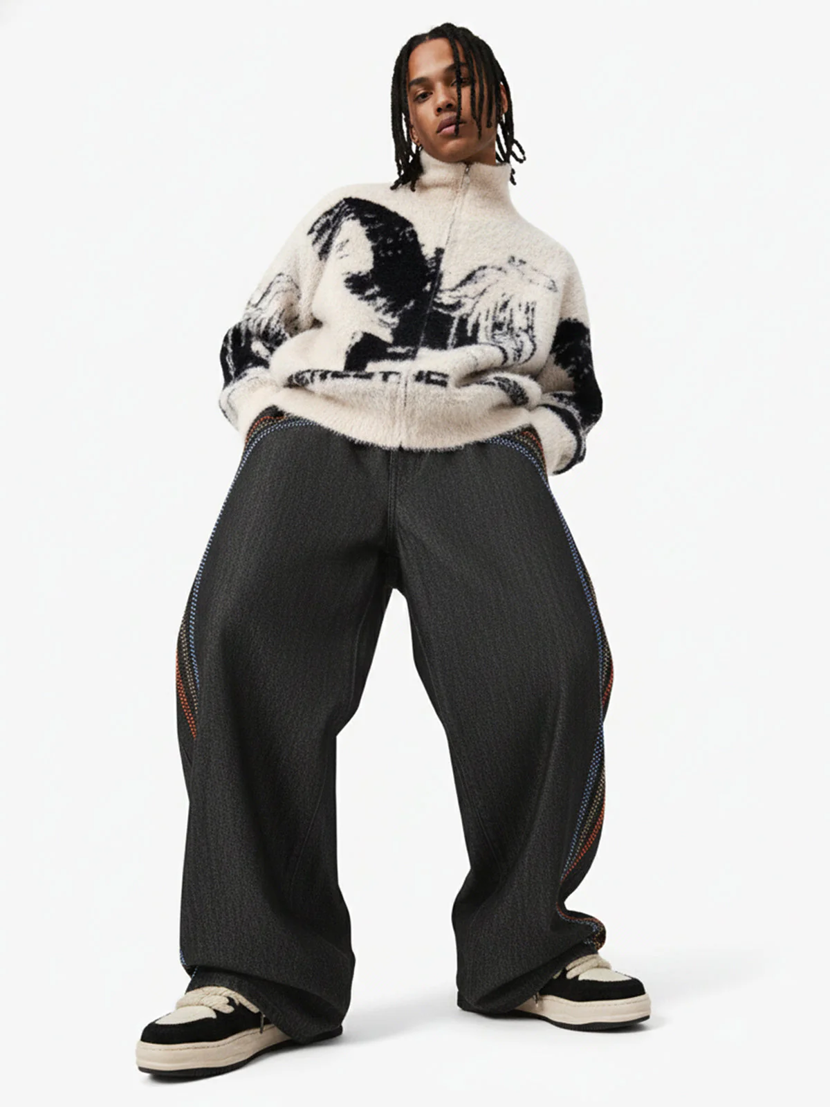 Street Subculture Angel Jacquard Cardigan Sweater - Image 4