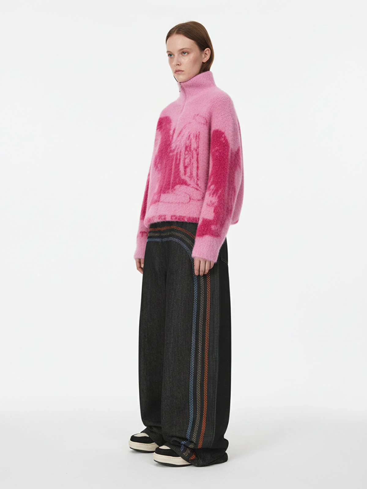 Street Subculture Angel Jacquard Cardigan Sweater - Image 5
