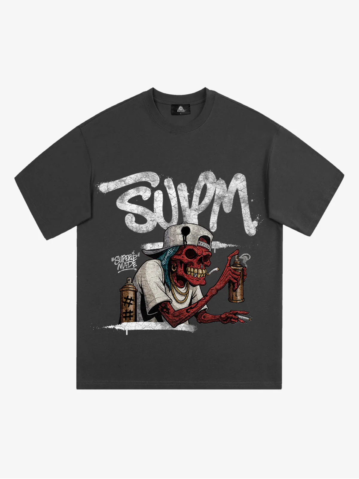 Street Trendy Skull Spray-Paint Graffiti Master T-Shirt - Image 6