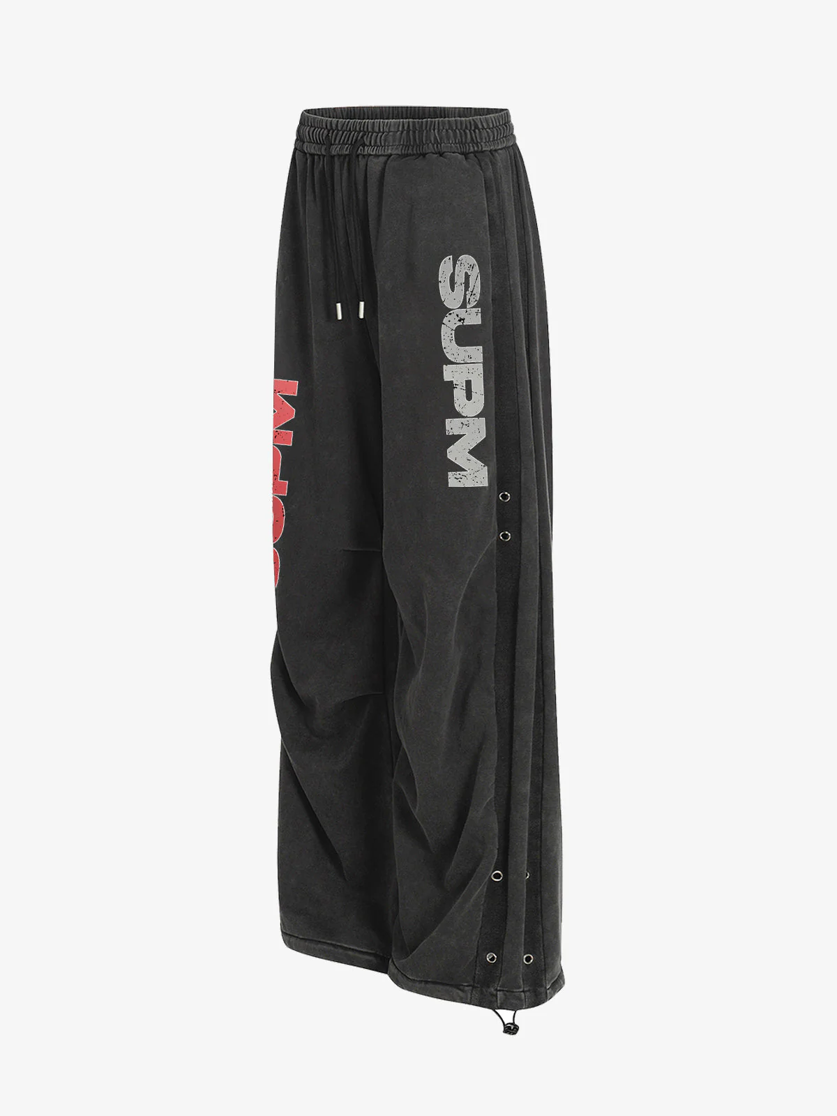 Street Washed Mottled Rivet Letter Print Baggy Sweatpants - Image 3