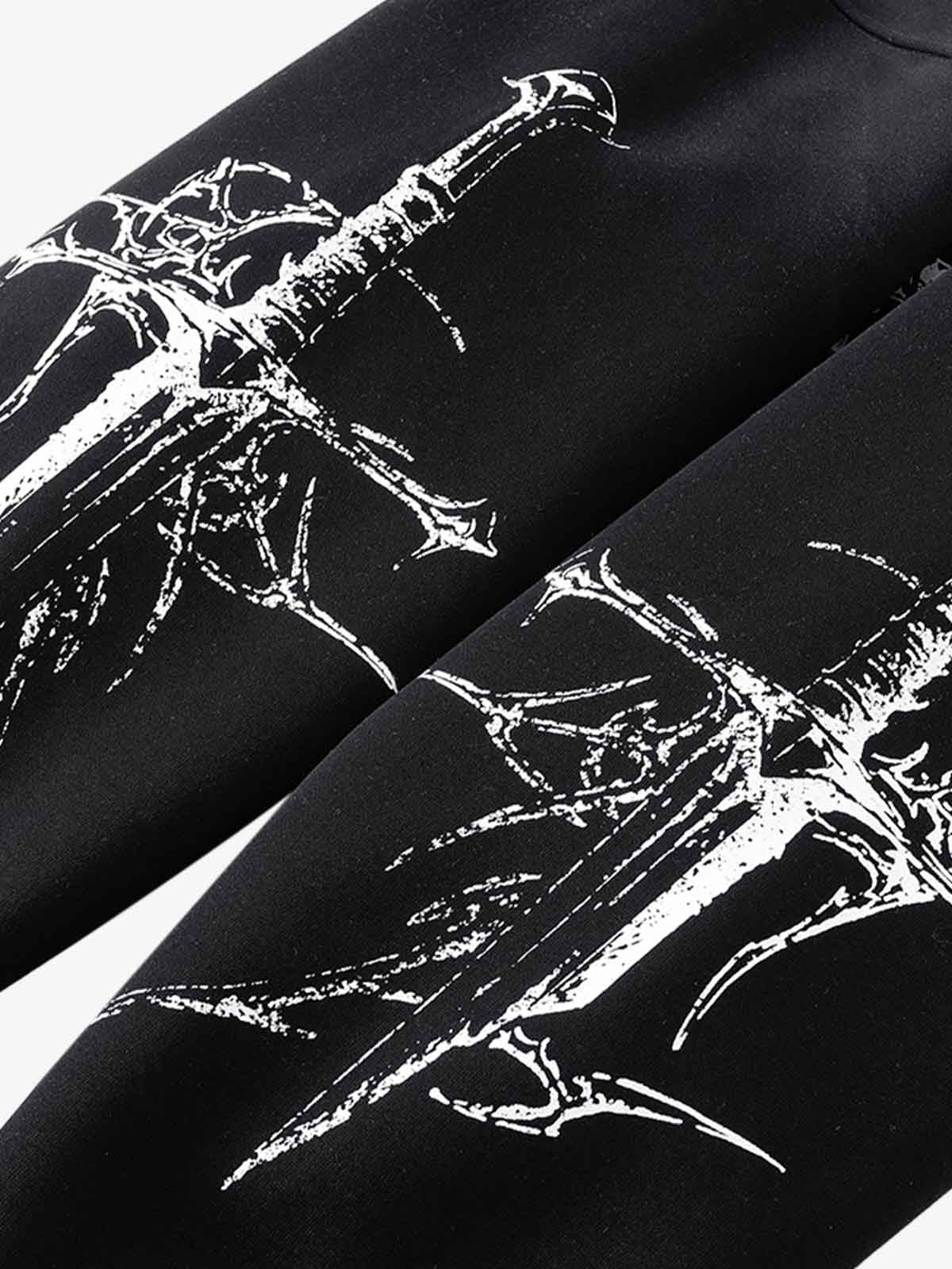 Street Wasteland Washed Cross Print Zip Up Hoodie - 2561 - Image 14