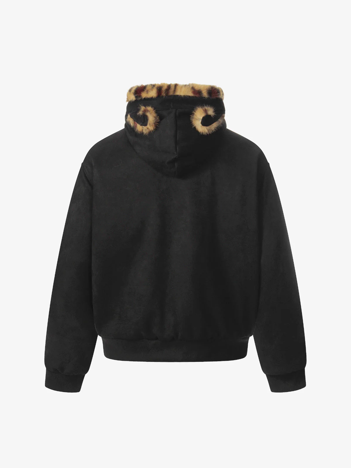 Tiger Print With Ears Hooded Fur Jacket - Image 5