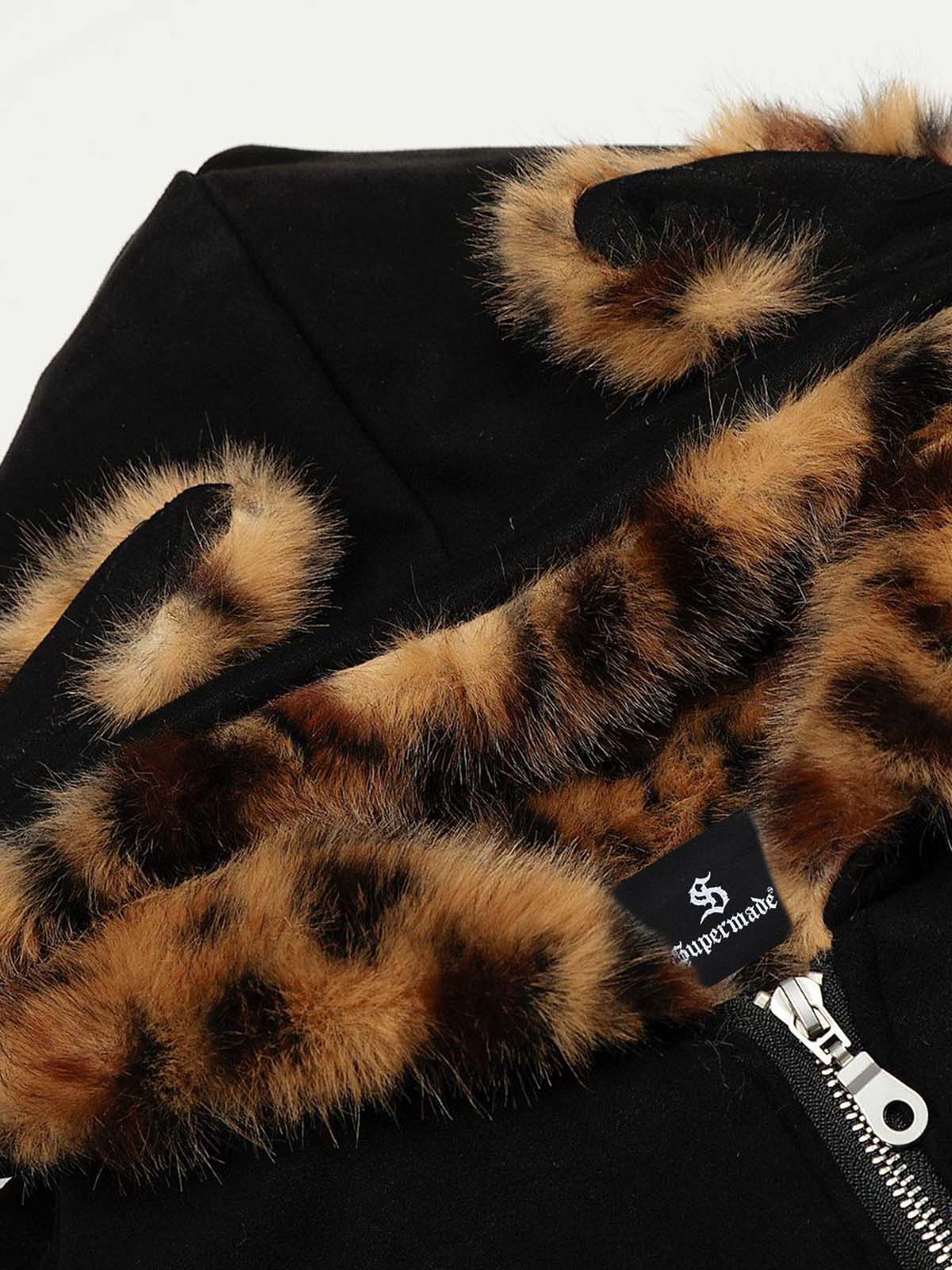 Tiger Print With Ears Hooded Fur Jacket - Image 7