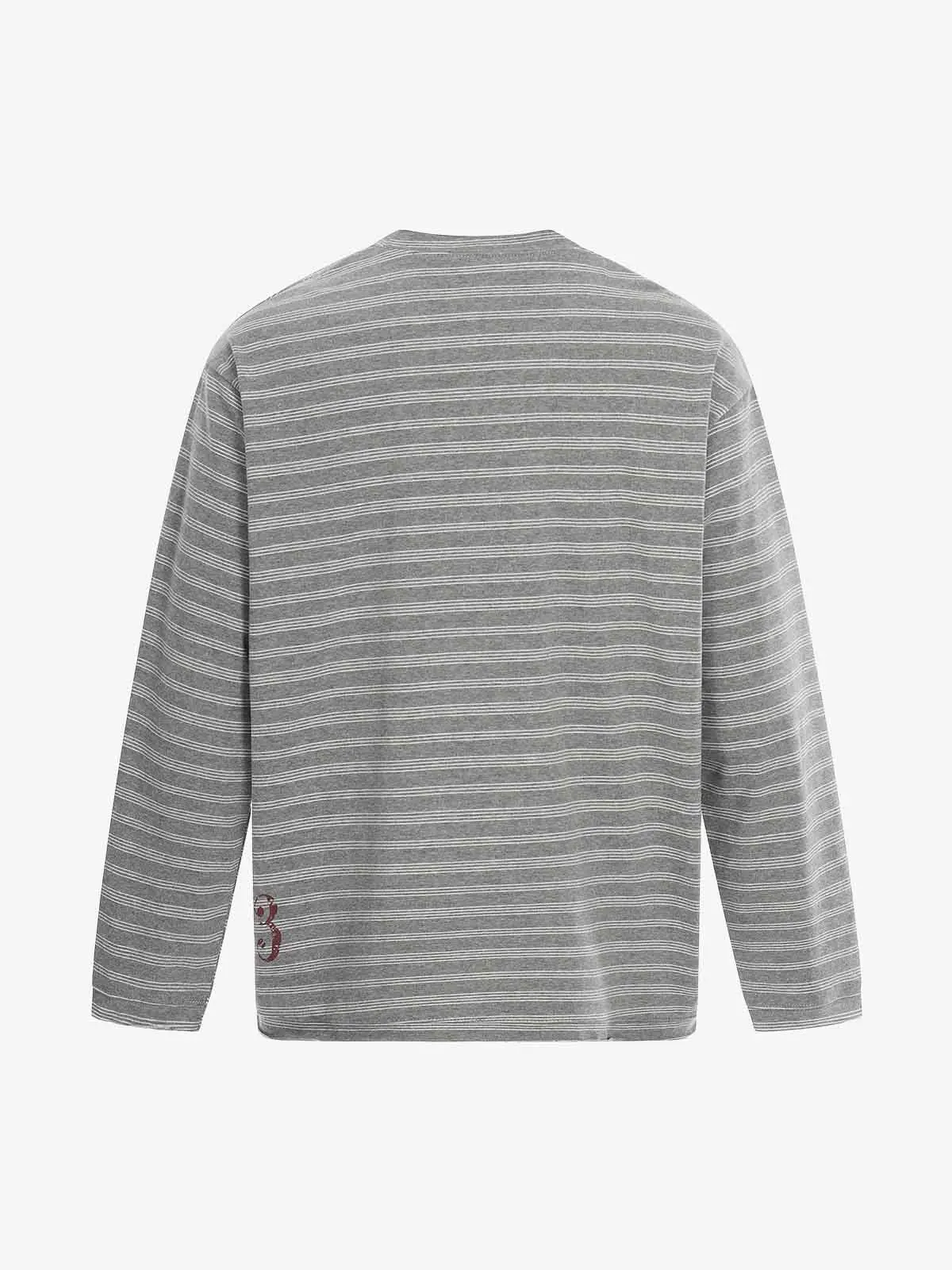 Striped Gothic Letter Graphic Long Sleeve T-Shirt - Image 4