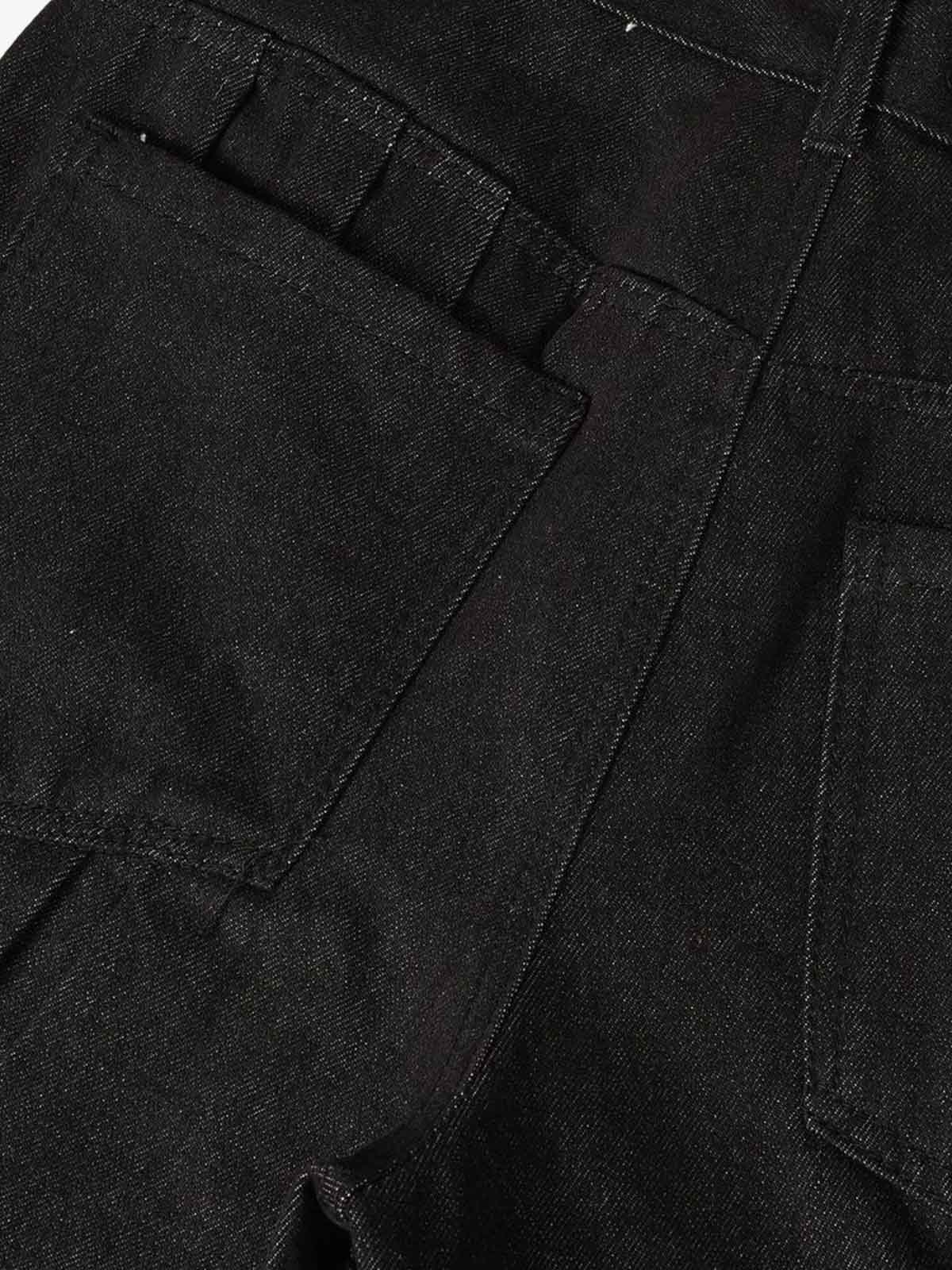 Studded Pleat Wide Leg Denim Jeans - Image 11