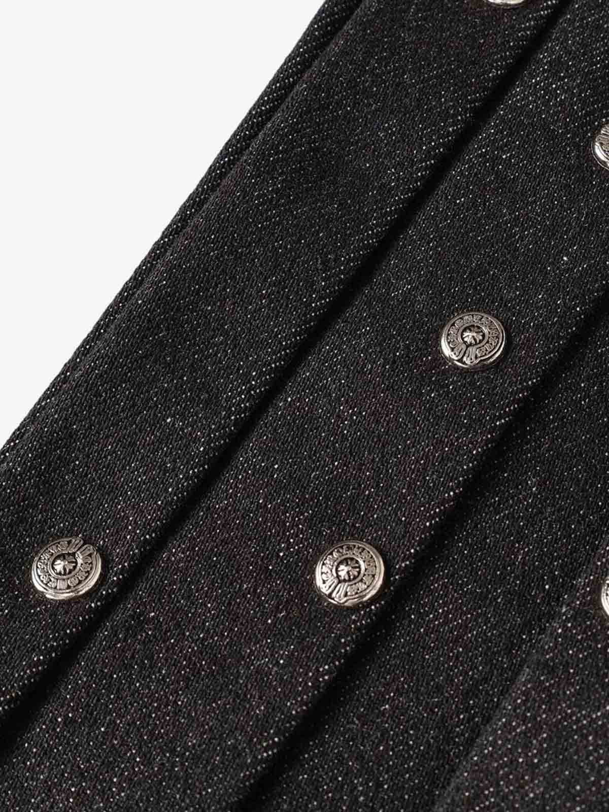 Studded Pleat Wide Leg Denim Jeans - Image 5