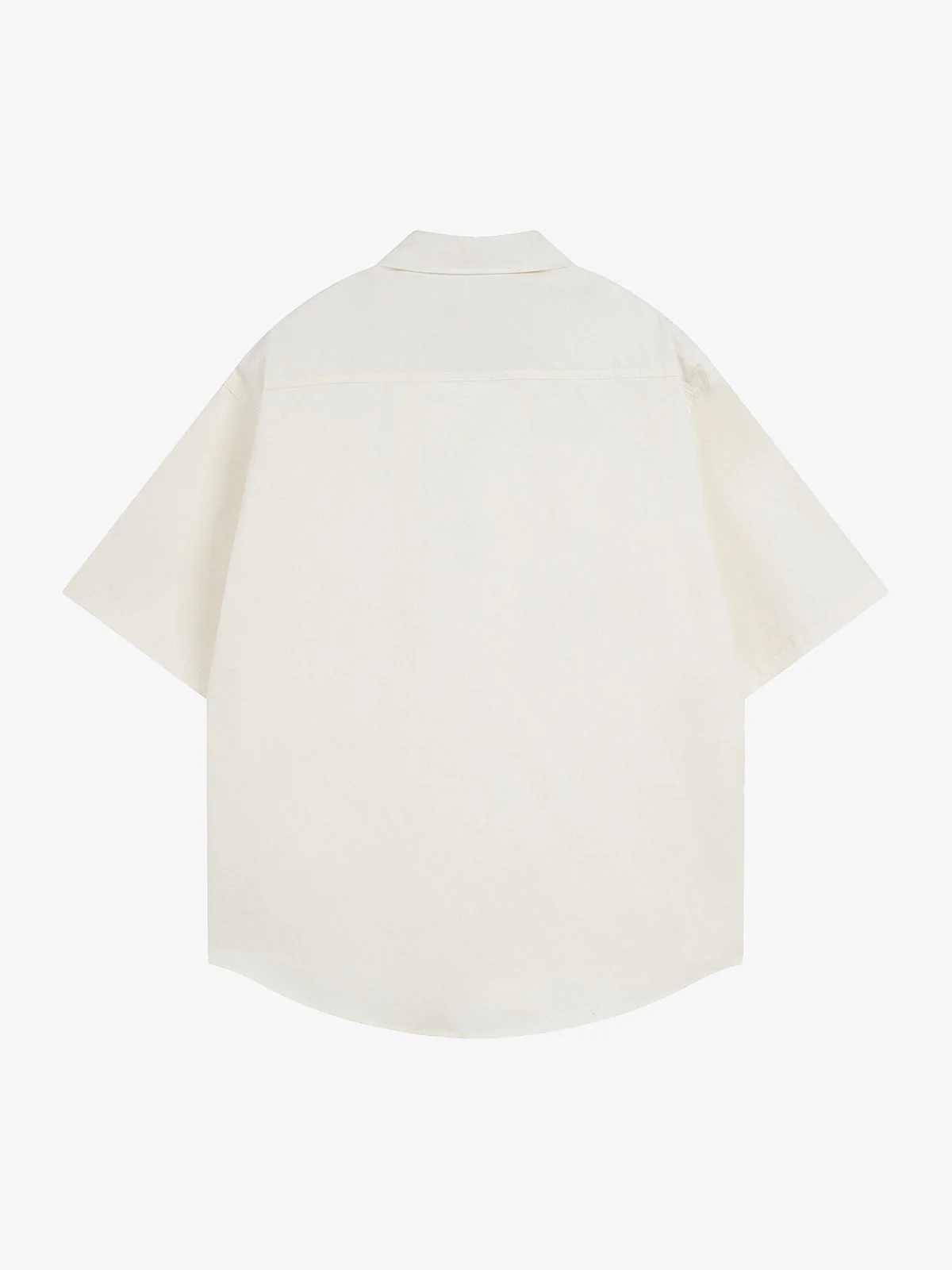 Retro Letter Print Short Sleeve Shirt - 2426 - Image 3