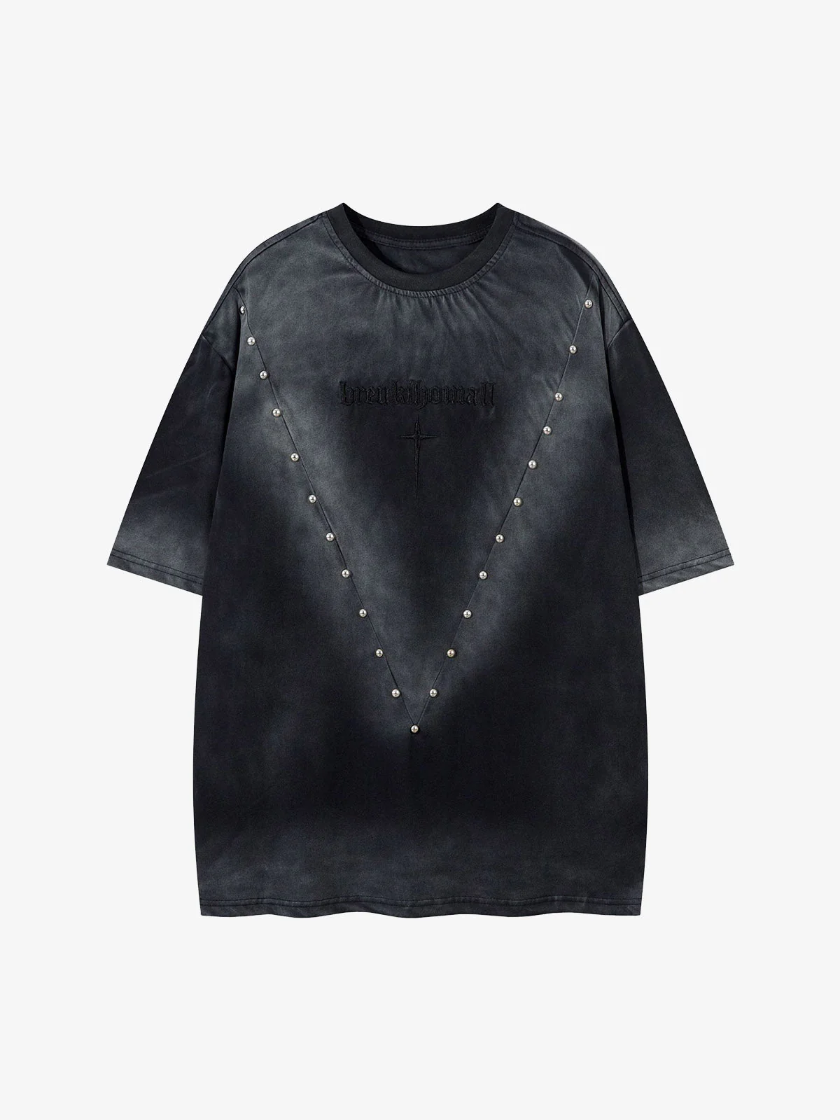 Oversized Cross and Studed T-Shirt - Image 2