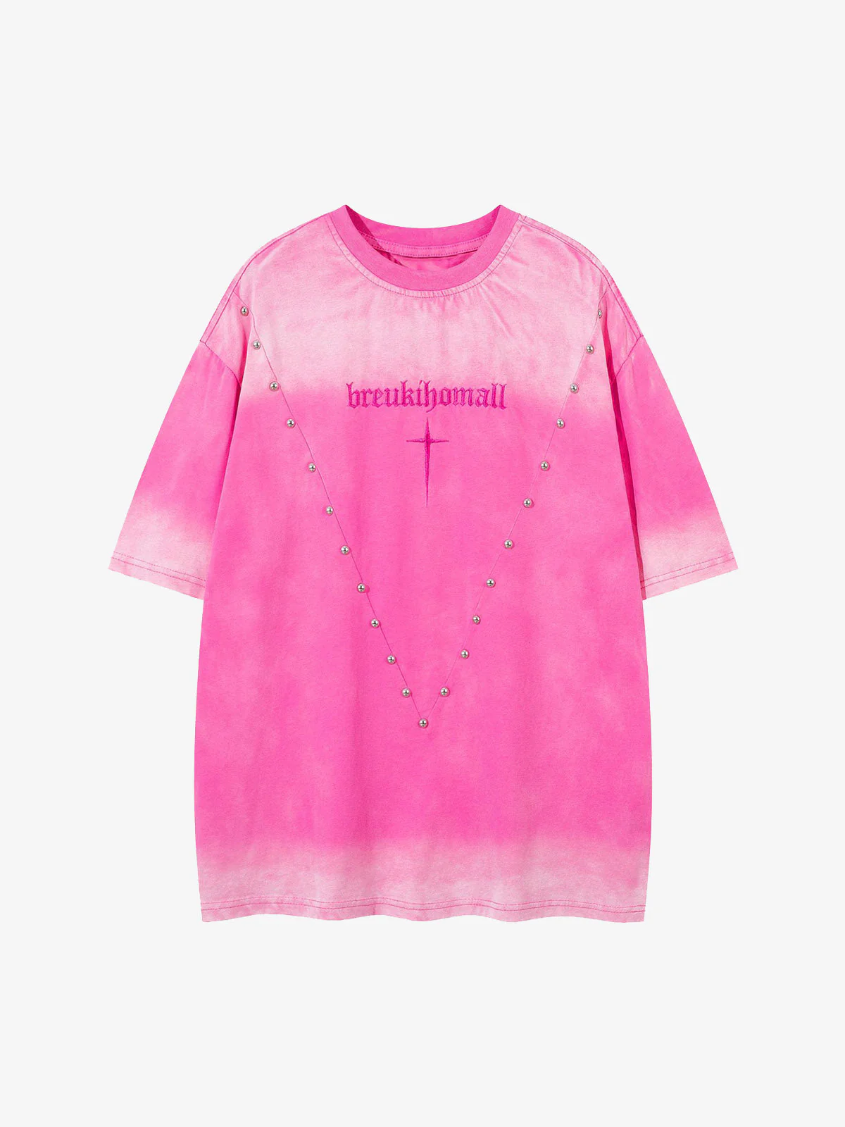 Oversized Cross and Studed T-Shirt - Image 4