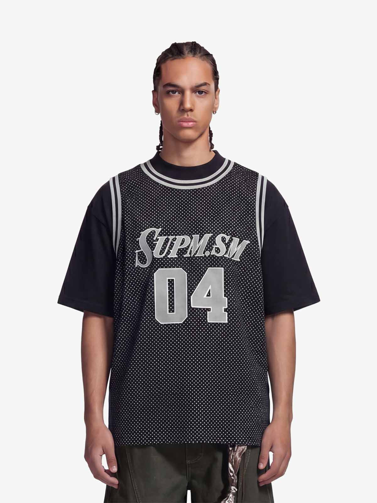 SUPERMADE 04 Polka Dot Mesh Layered Vest Jersey T-Shirt