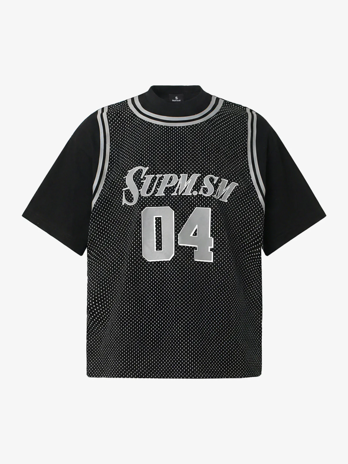 SUPERMADE 04 Polka Dot Mesh Layered Vest Jersey T-Shirt - Image 6