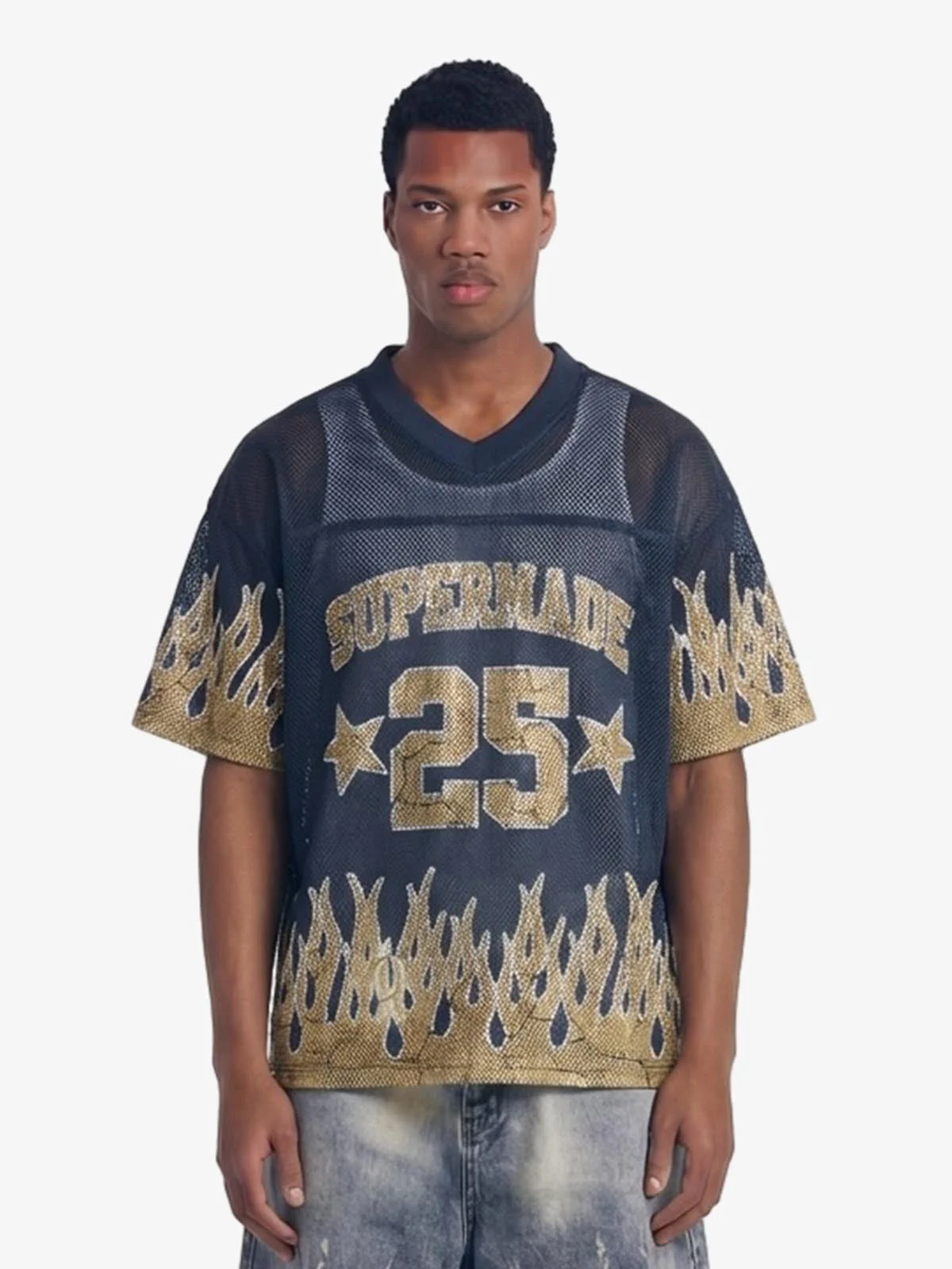 Supermade 25 Flame Graphic Mesh Football Jersey T-Shirt
