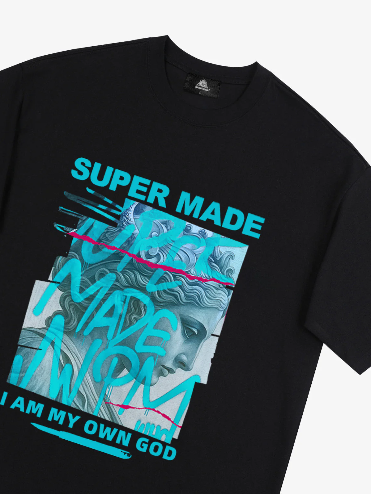 SUPERMADE Blue Art Graffiti Pattern T-Shirt - Image 11