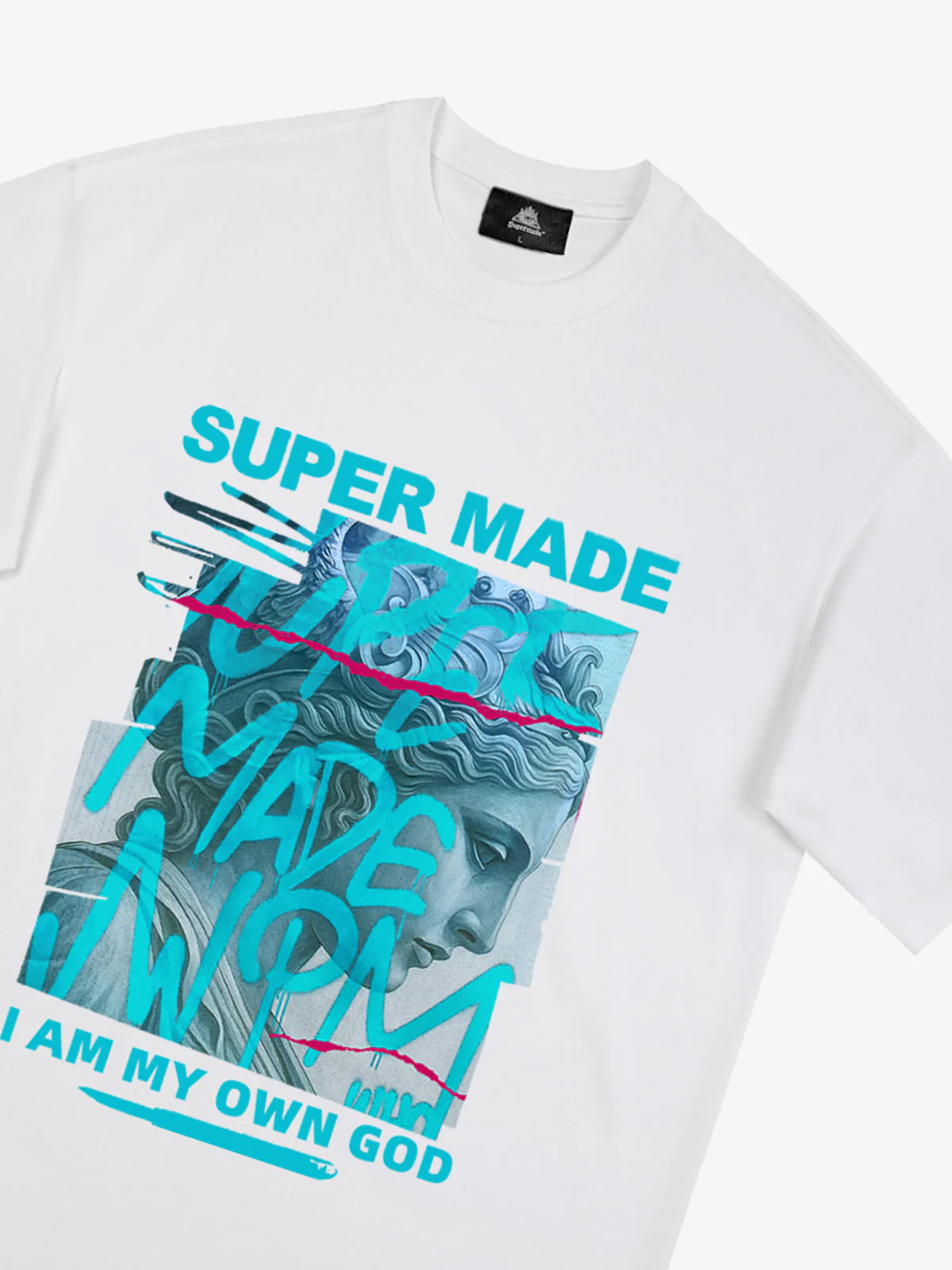 SUPERMADE Blue Art Graffiti Pattern T-Shirt - Image 12