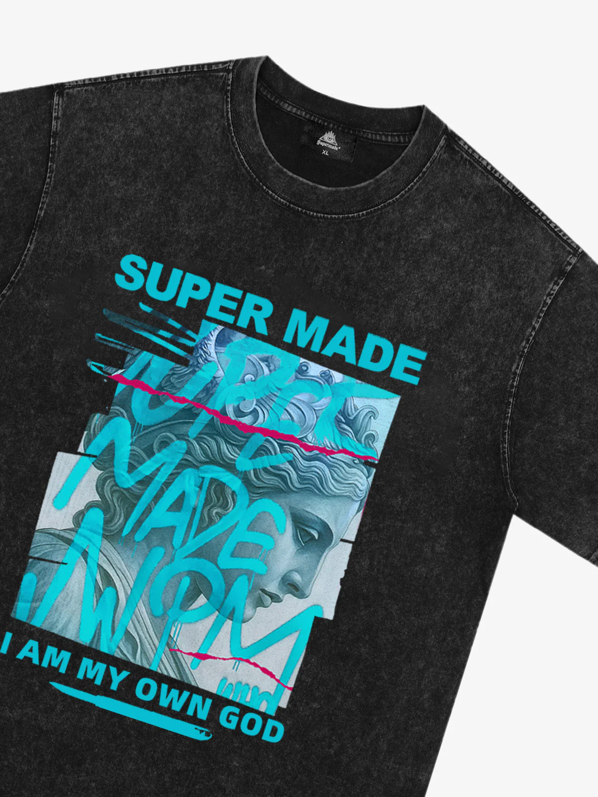SUPERMADE Blue Art Graffiti Pattern T-Shirt - Image 14
