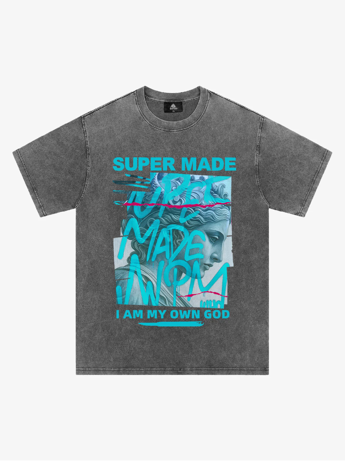 SUPERMADE Blue Art Graffiti Pattern T-Shirt - Image 3