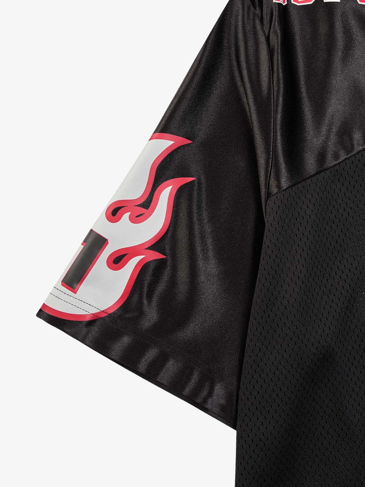Original Flame Print Football Jersey T-Shirt - Image 10