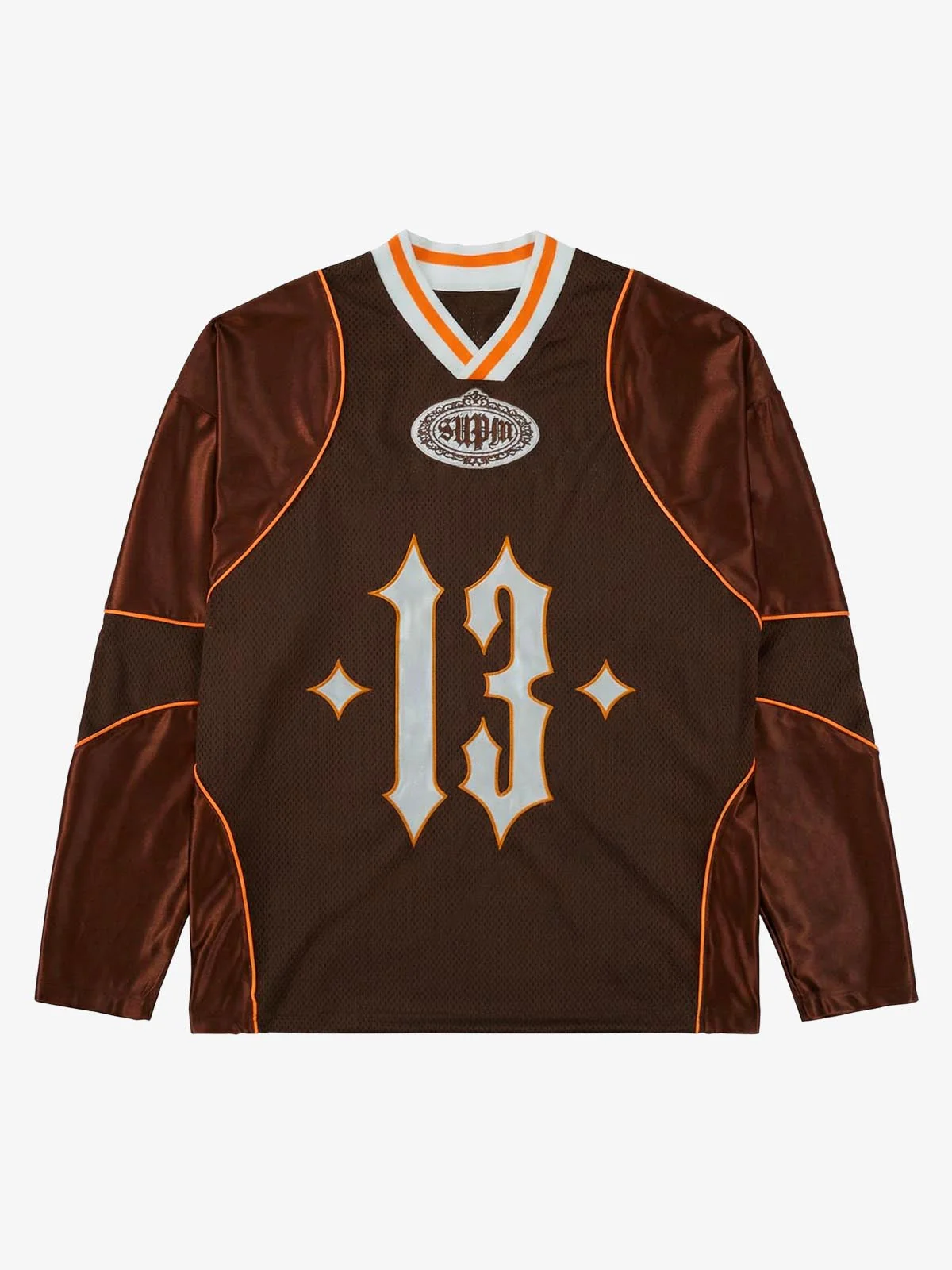 Supermade V-Neck American Gothic Font Satin Mesh Jersey - Image 2