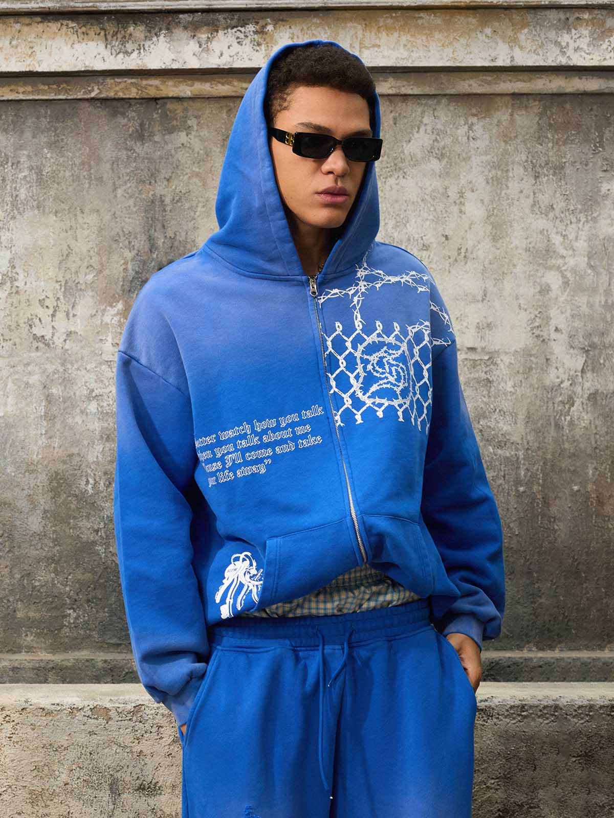 Supermade Vintage Distressed Print Patchwork Sweatshirt Set - Image 11