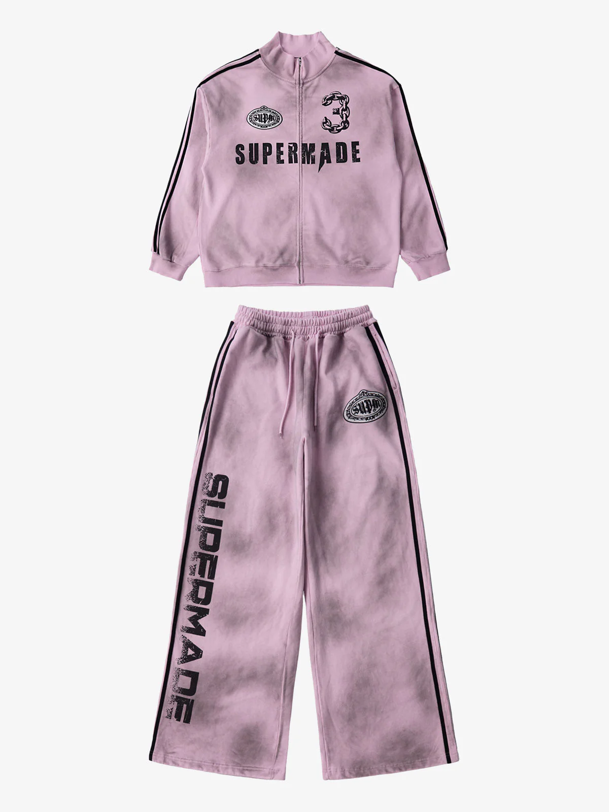 Supermade Vintage Distressed NO.3 Stand Collar Tracksuit - 2591 - Image 3