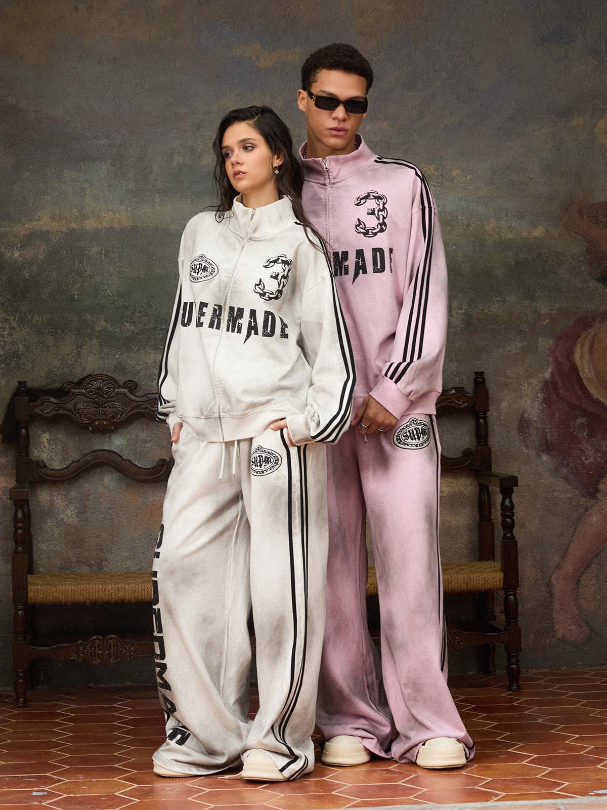 Supermade Vintage Distressed NO.3 Stand Collar Tracksuit - 2591 - Image 4