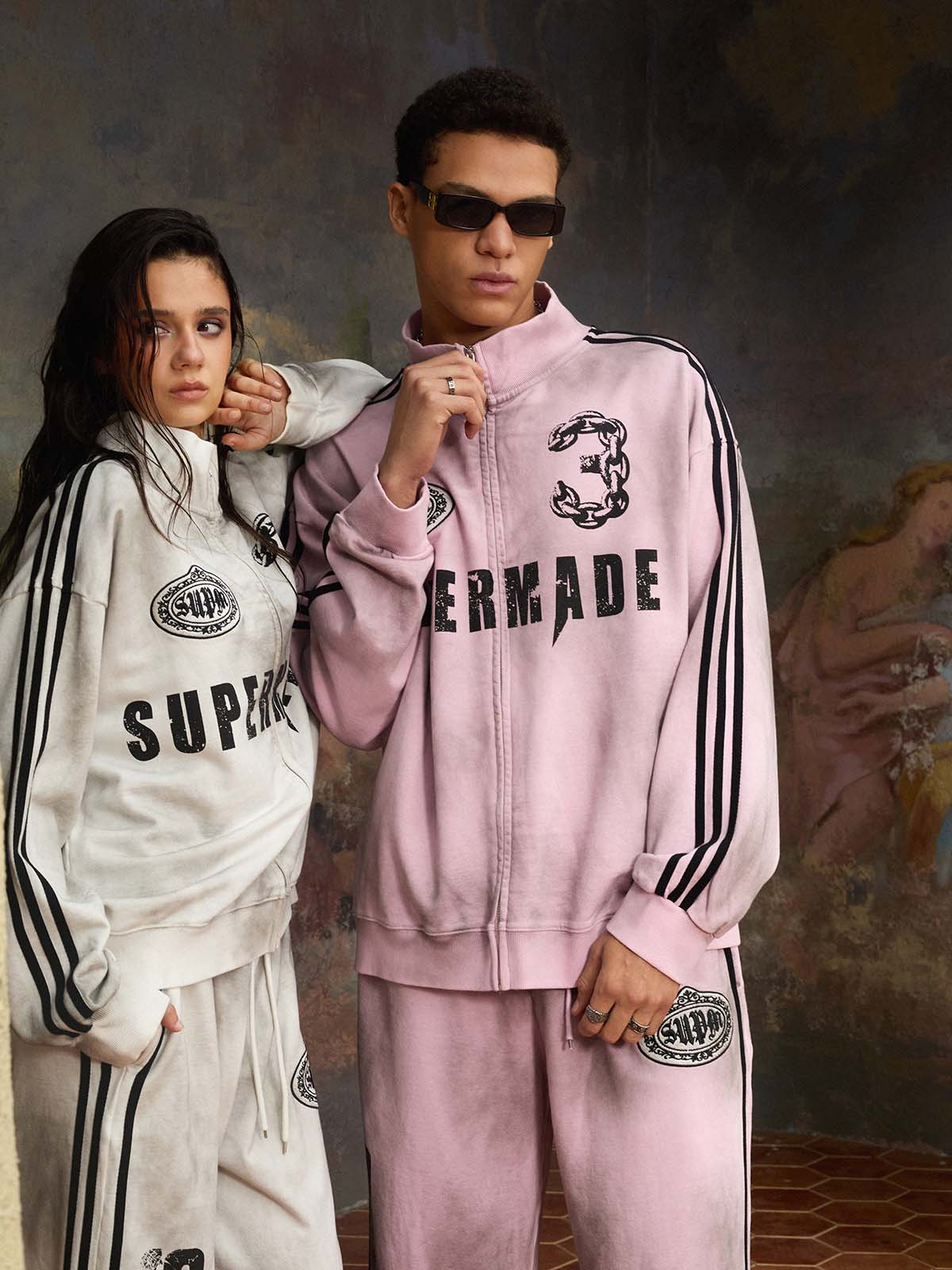 Supermade Vintage Distressed NO.3 Stand Collar Tracksuit - 2591 - Image 5