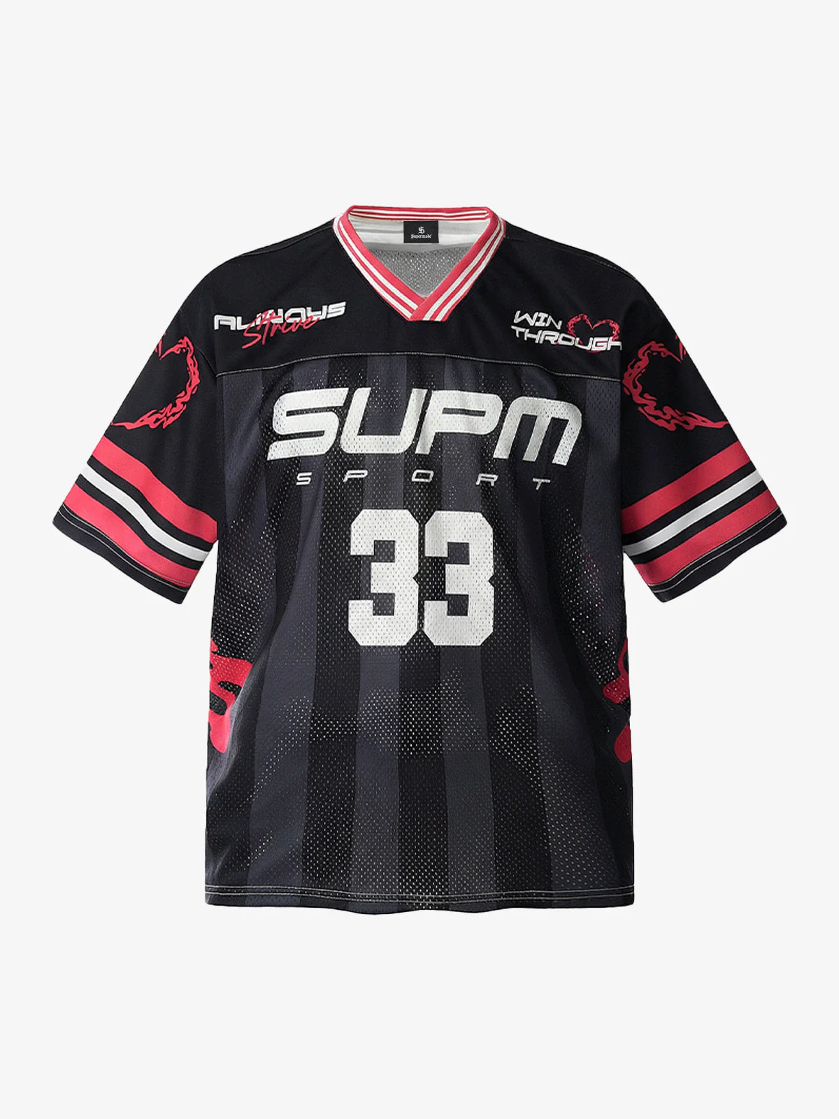 SUPM “33” Y2K Graphic Mesh Jersey T-Shirt - Image 2