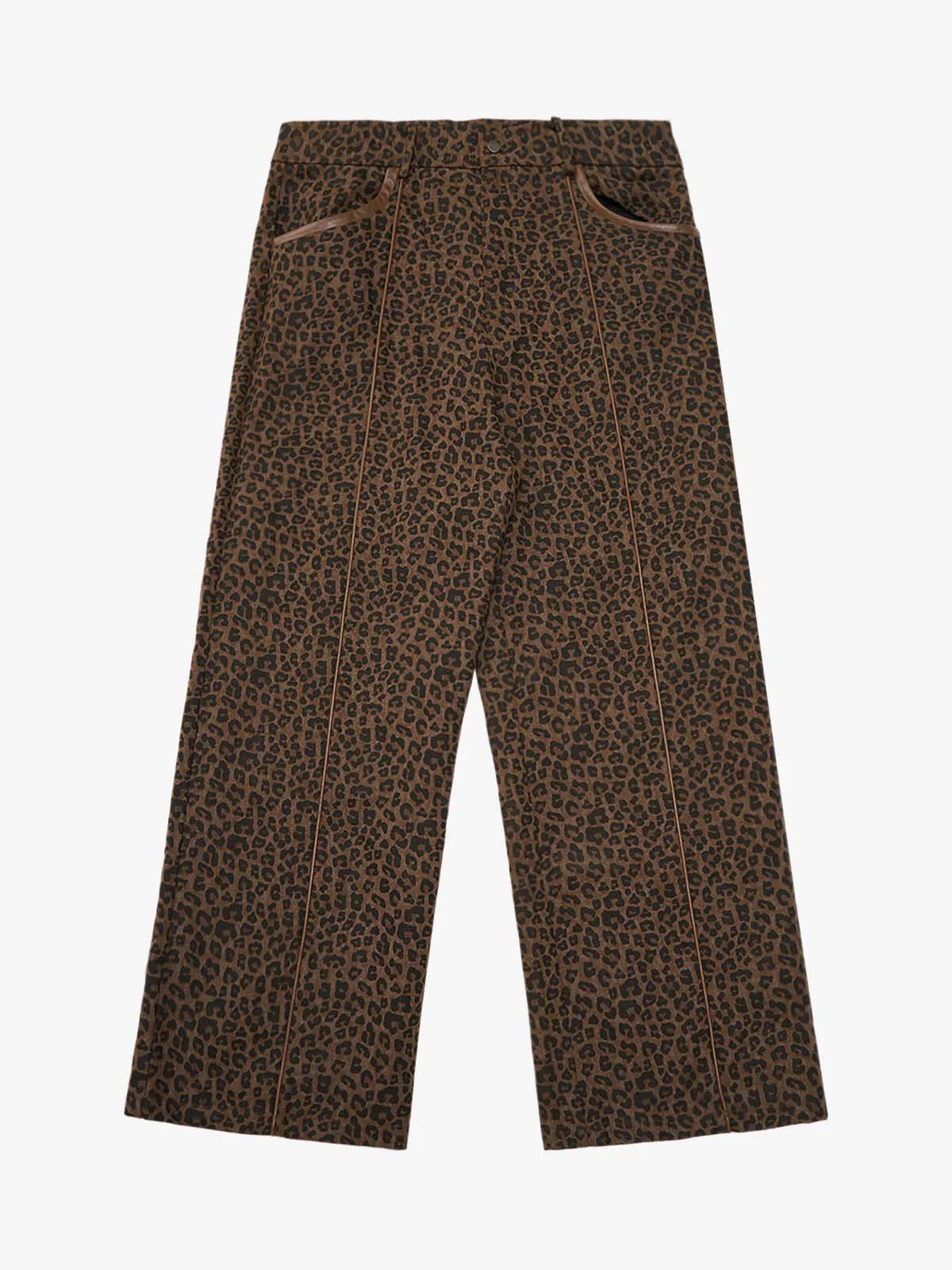 SUPM Graffiti Print Leather Leopard Print Baggy Pants