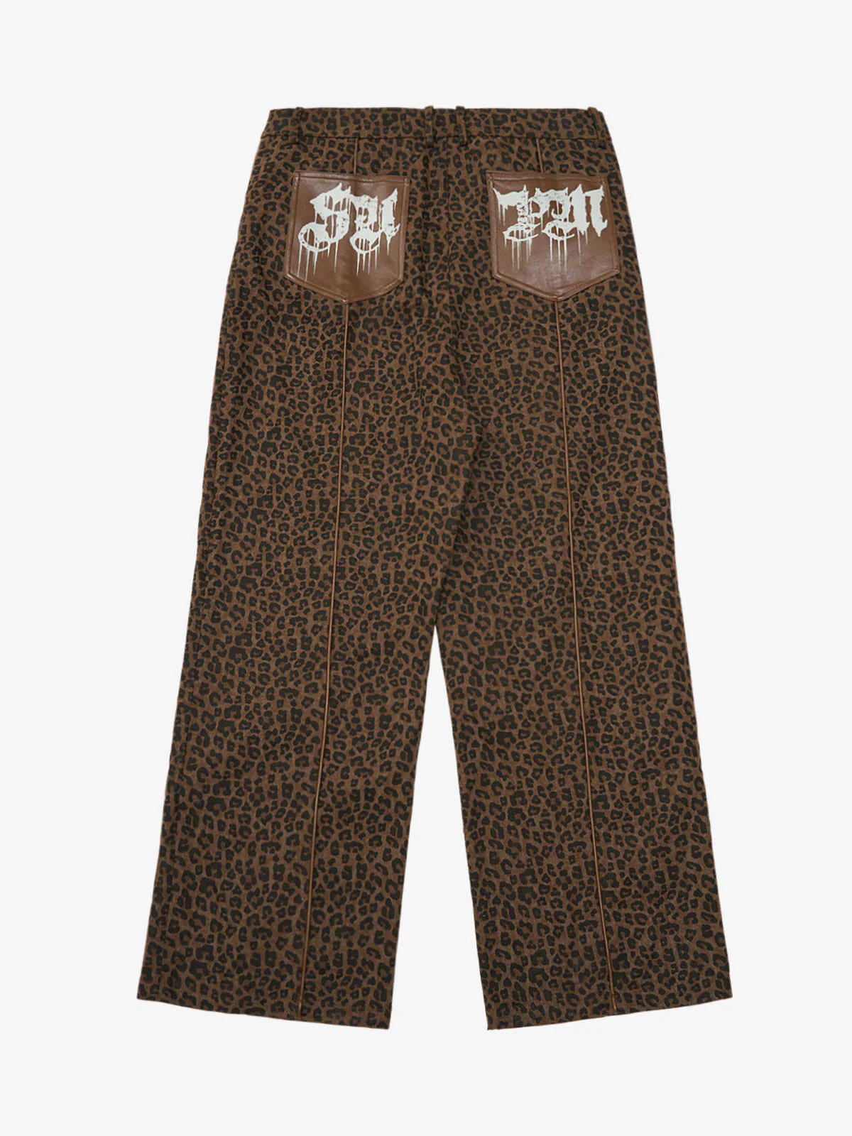 SUPM Graffiti Print Leather Leopard Print Baggy Pants - Image 11